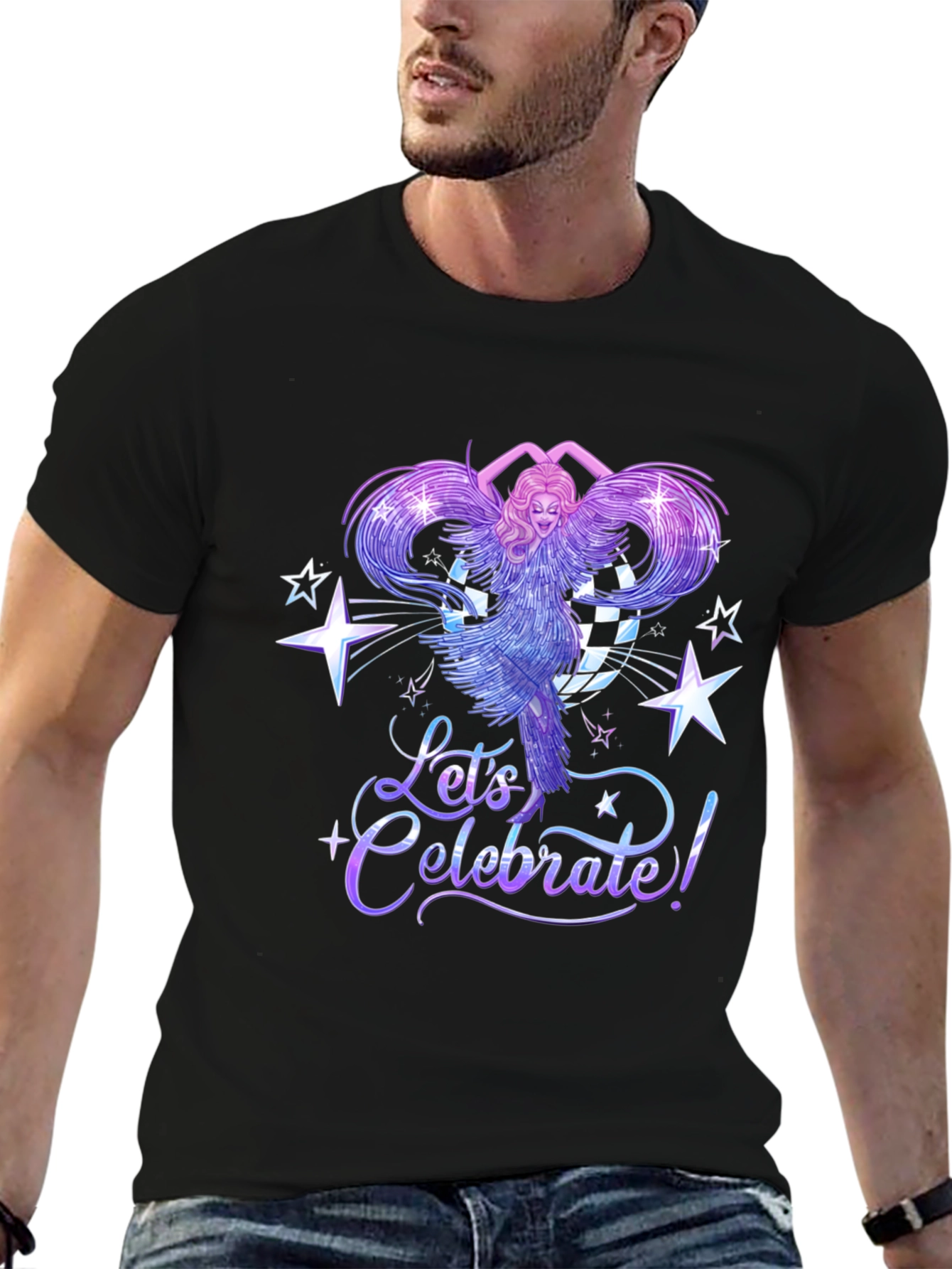 Black Celebrate T-Shirt: Drag Queen Party Tee view 6