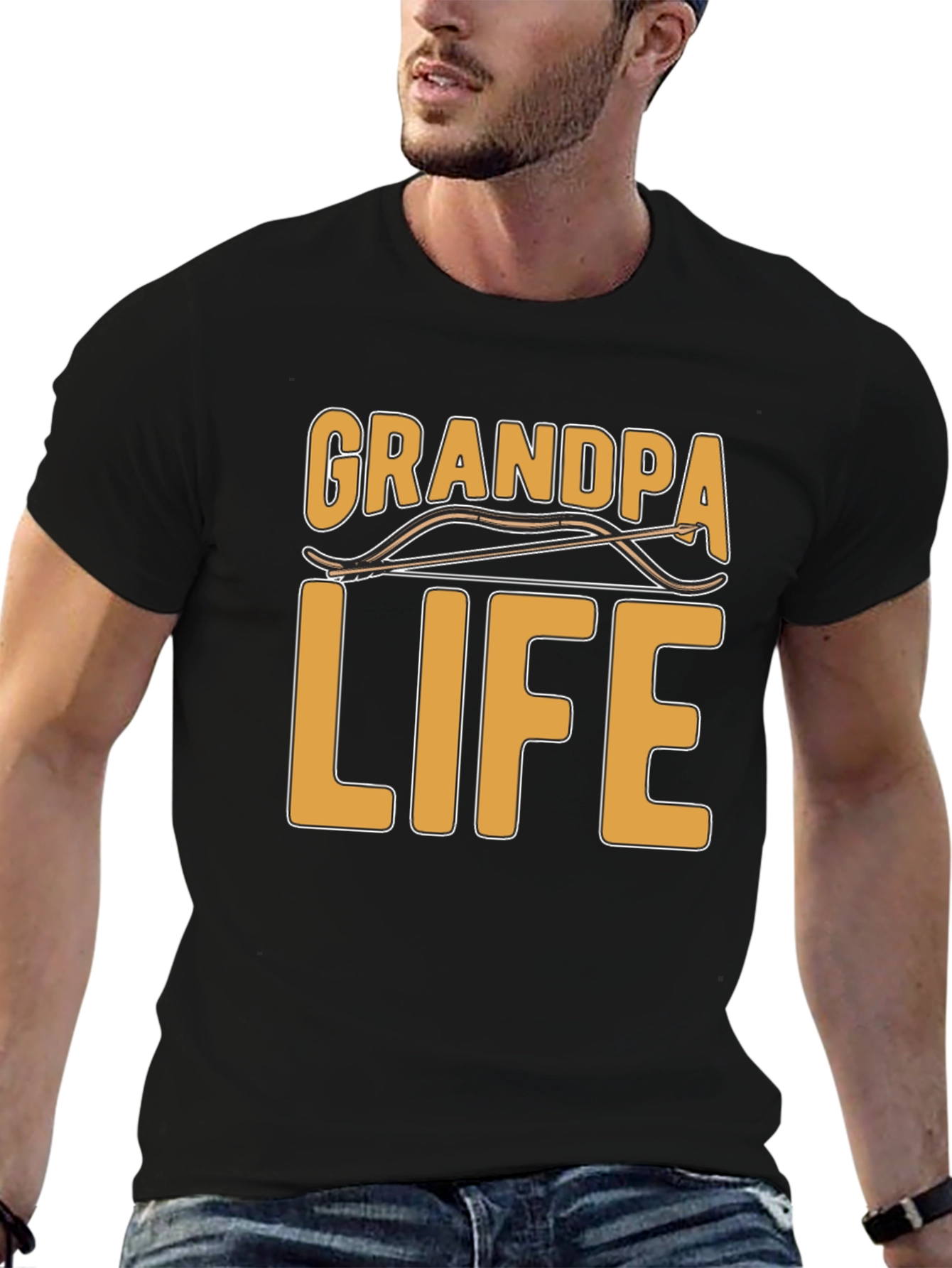 Grandpa Life Black T-Shirt, Archery Graphic Tee - 6
