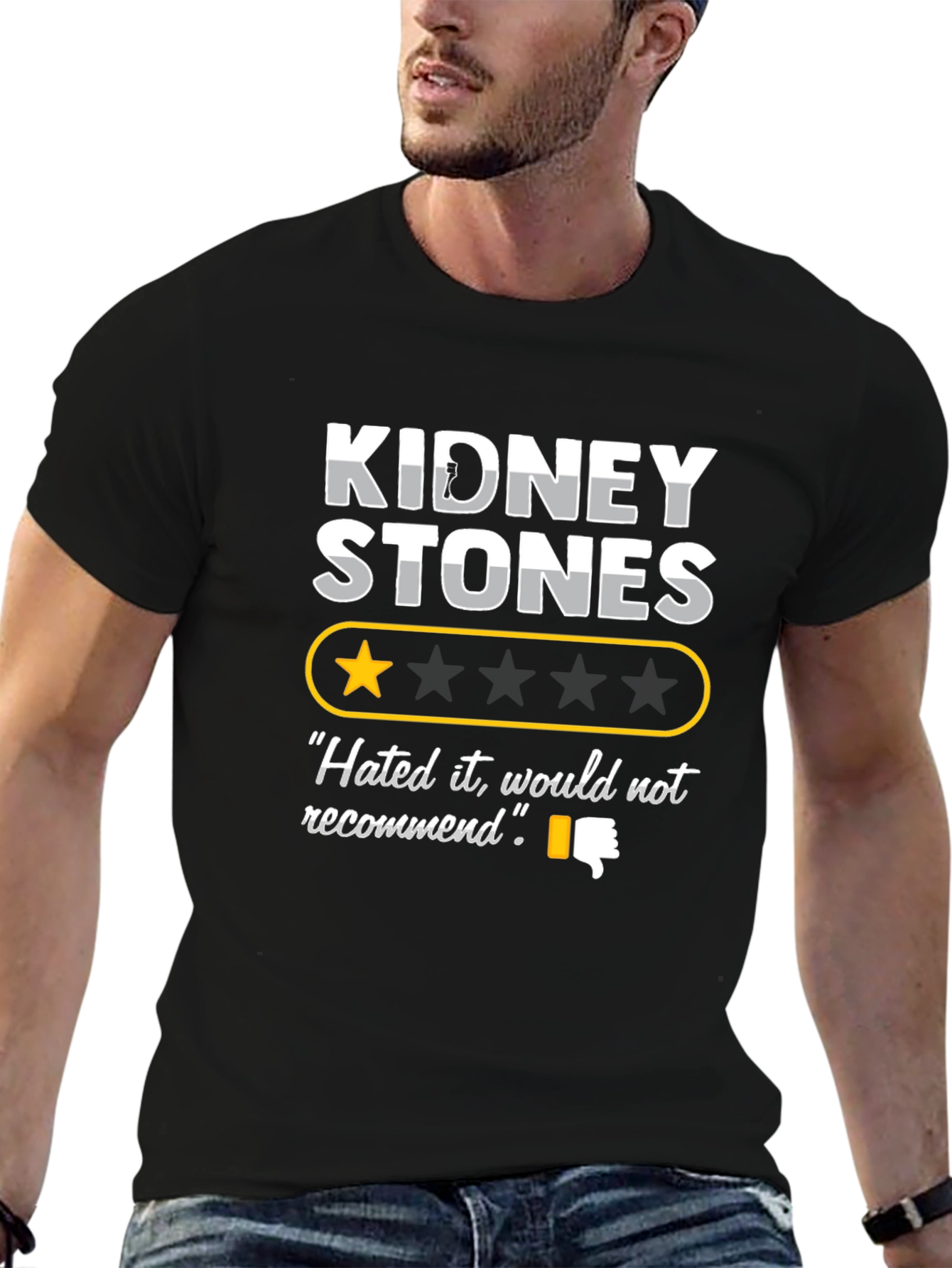 Black Kidney Stones Graphic Tee - One Star Review T-Shirt view 6