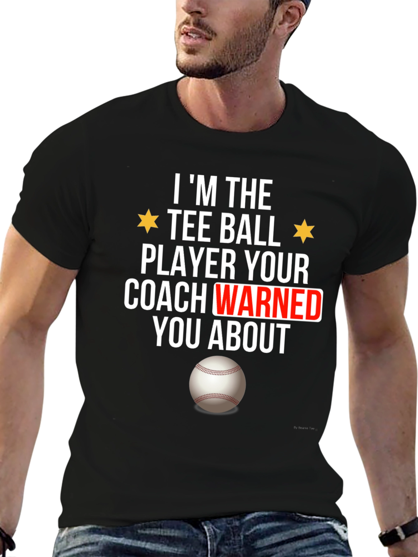 Black Tee Ball Player Funny Graphic T-Shirt view 6