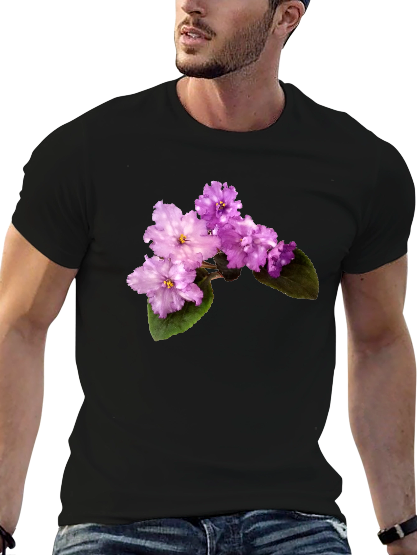 Black Floral Print T-Shirt - Stylish & Comfortable view 6