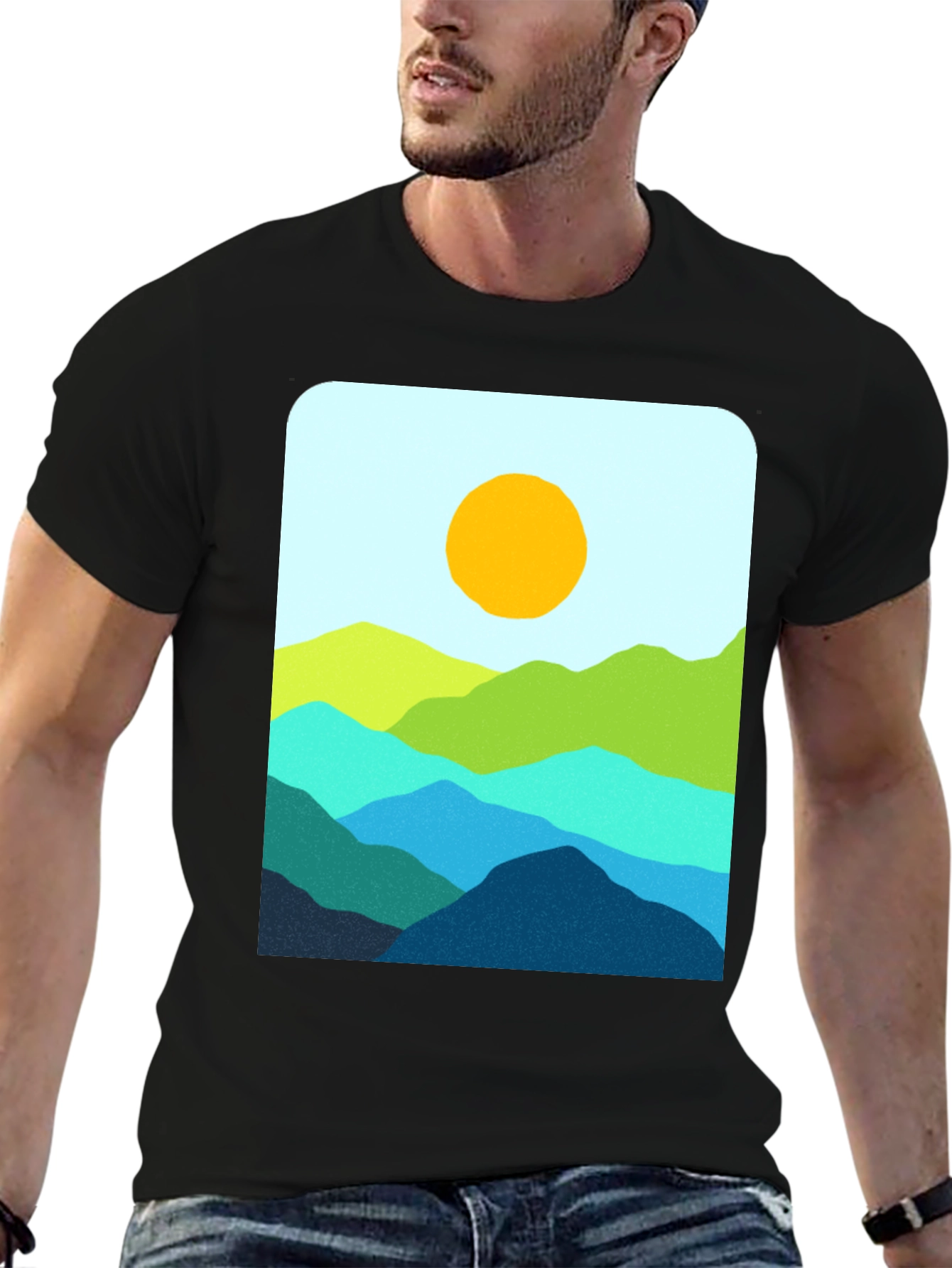 Black Mountainscape Graphic T-Shirt - Stylish Nature Design view 6