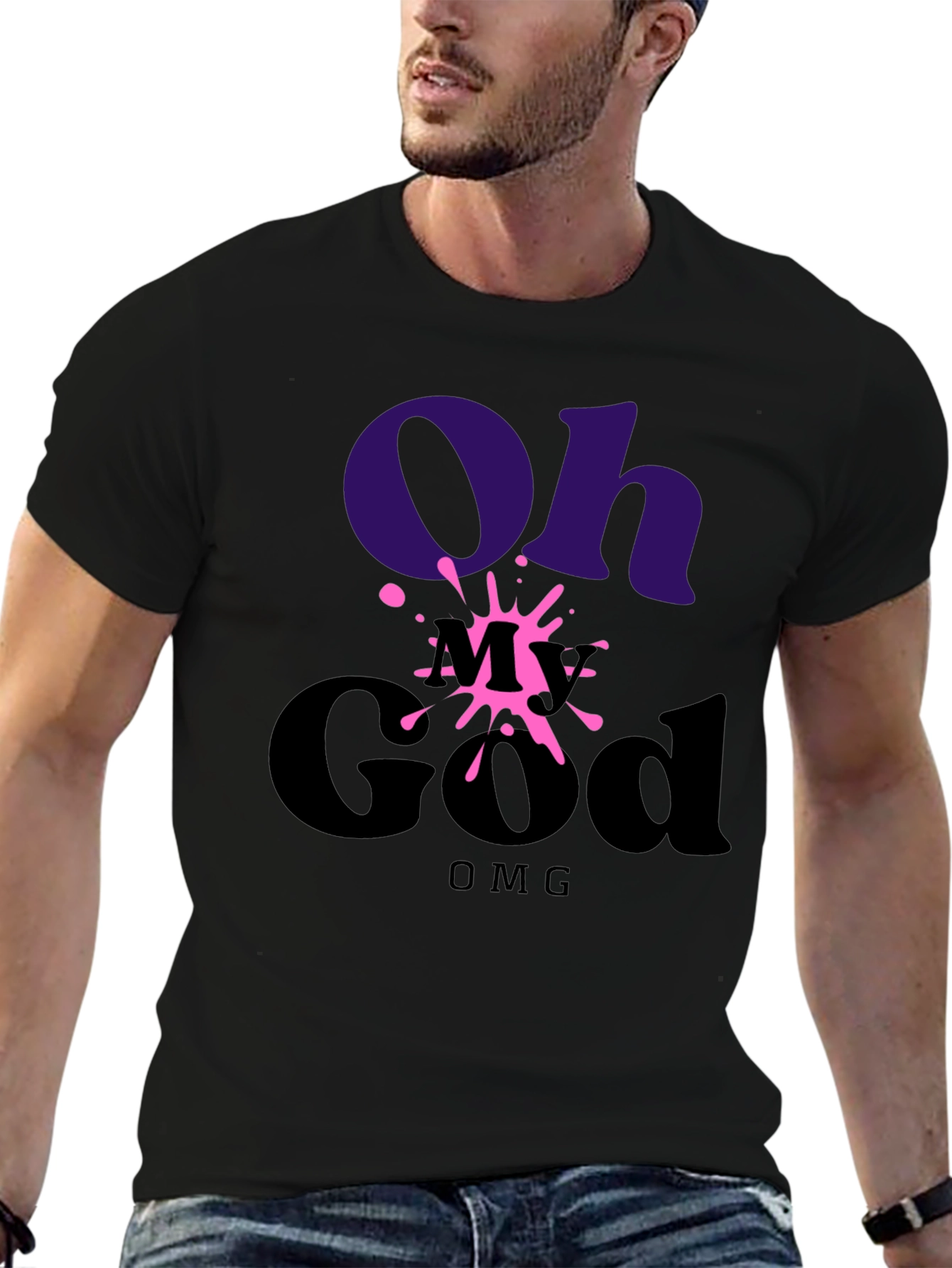 Black Oh My God OMG T-Shirt - Stylish Graphic Tee view 6
