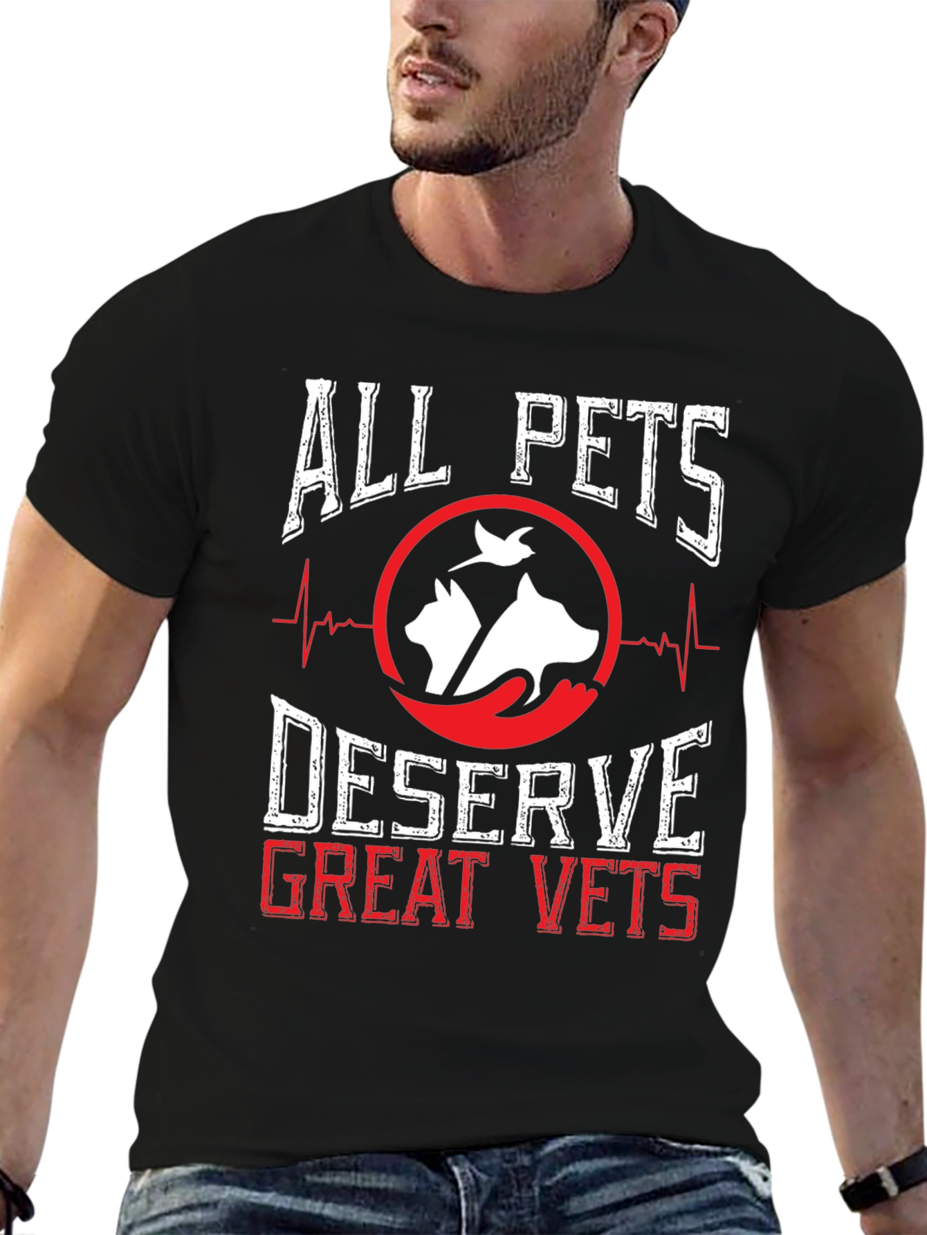Black All Pets Deserve Great Vets T-Shirt view 6