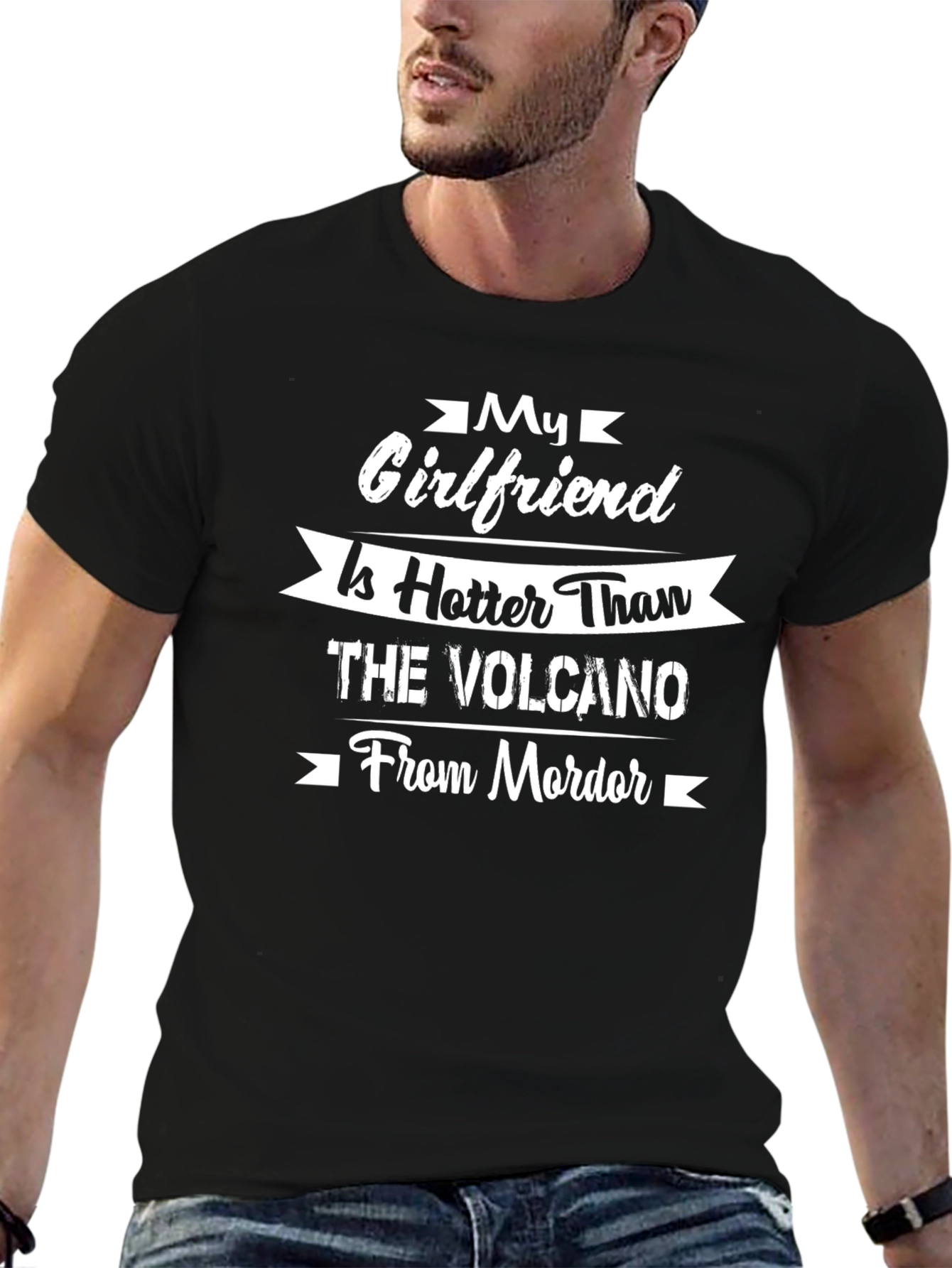 Black Funny My Girlfriend Is Hotter Than Mordor T-Shirt view 6