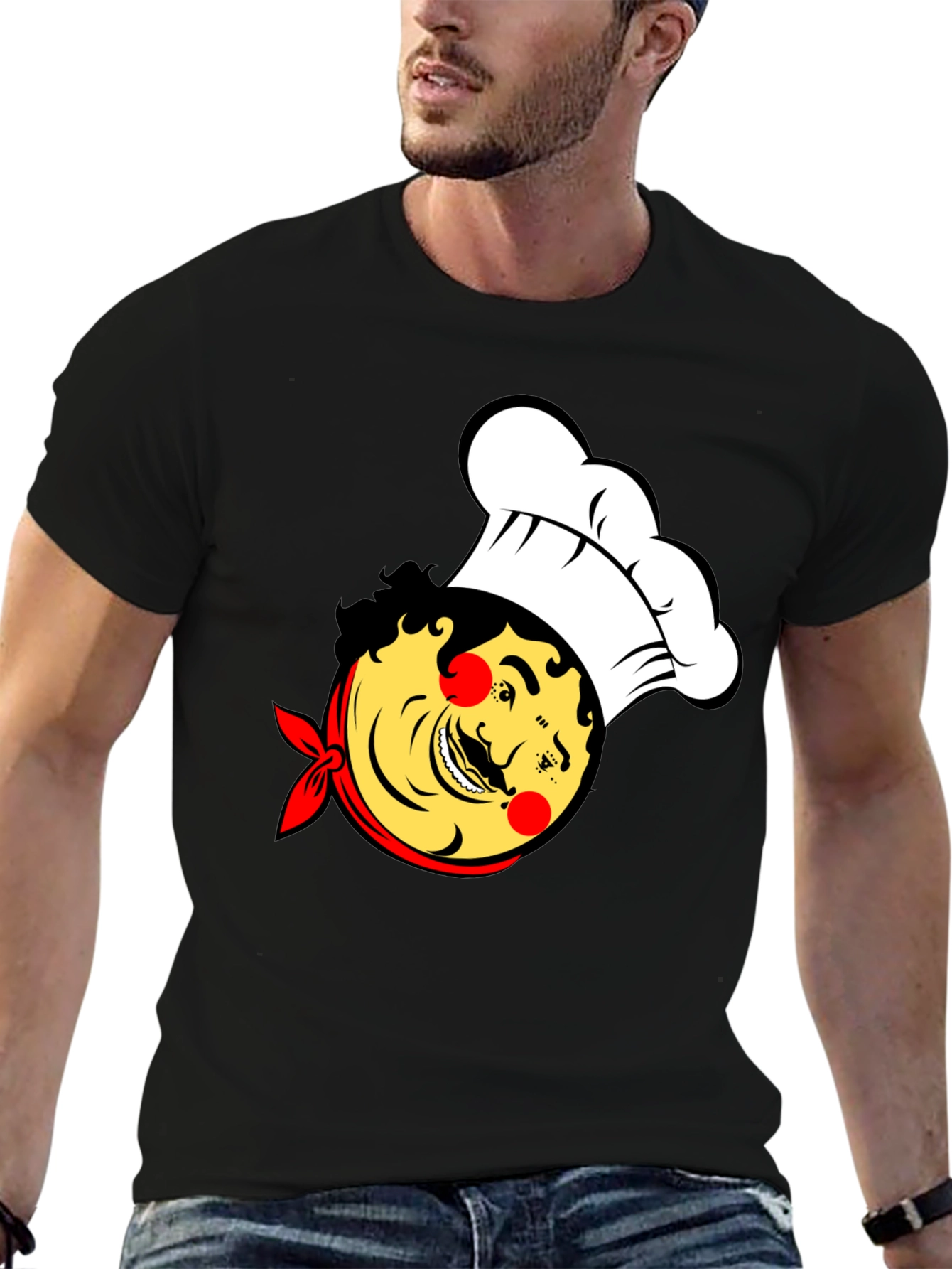 Black Chef Cartoon Graphic T-Shirt view 6