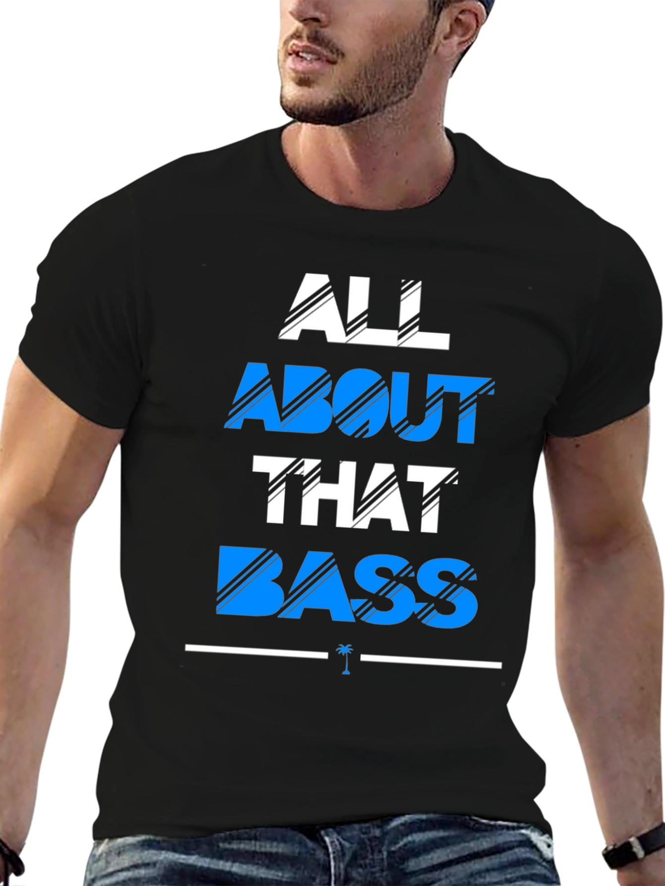 Black All About That Bass Graphic Tee - Black Cotton T-Shirt view 6