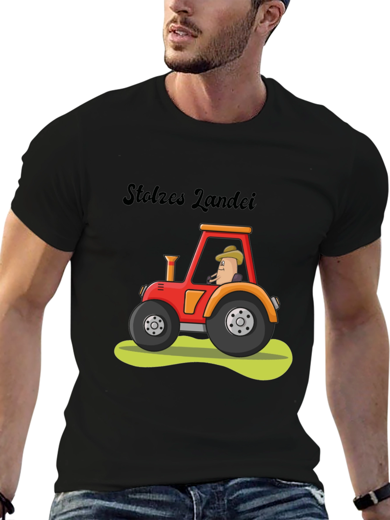Black Stolzes Landei Tractor Graphic Tee view 6