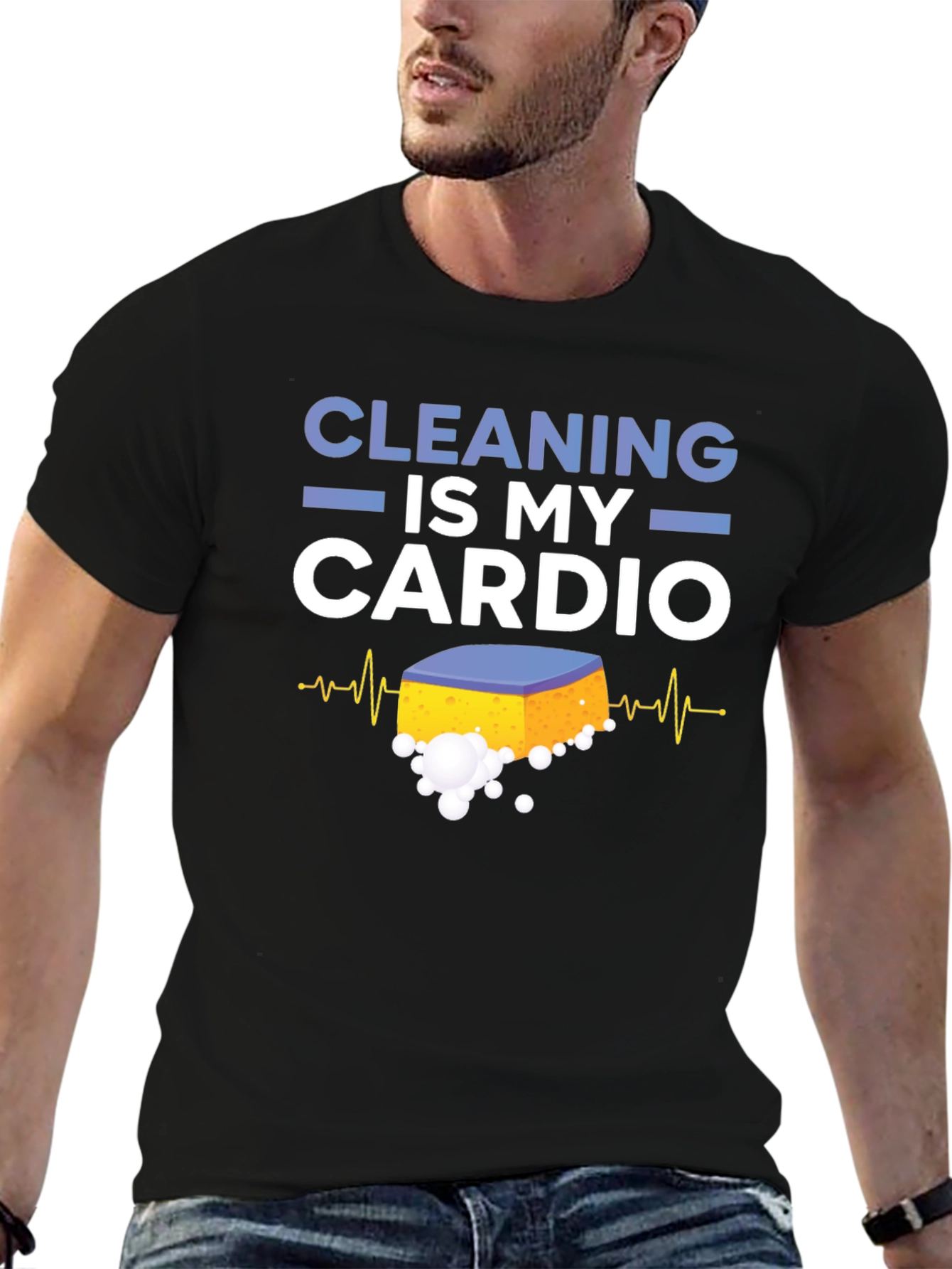 Black Cleaning is My Cardio T-Shirt Funny Housekeeping Tee view 6