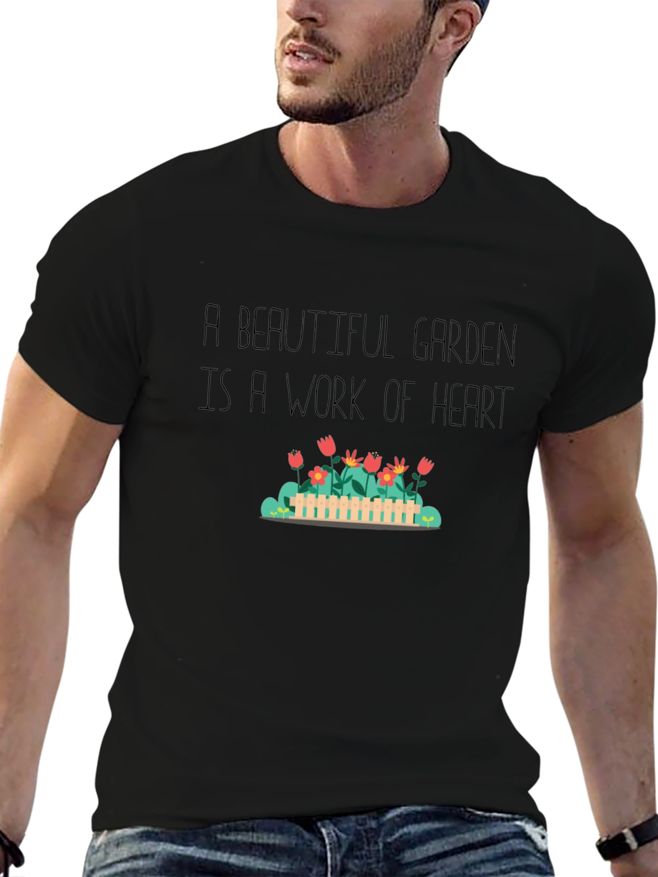 Black Garden Heart T-Shirt - Black view 6