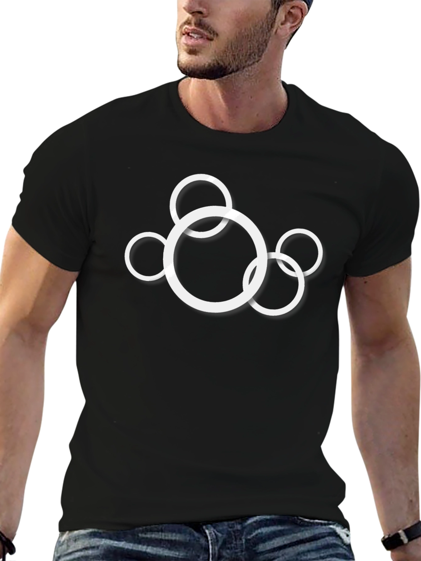 Modern Circle Graphic Black T-Shirt - 6