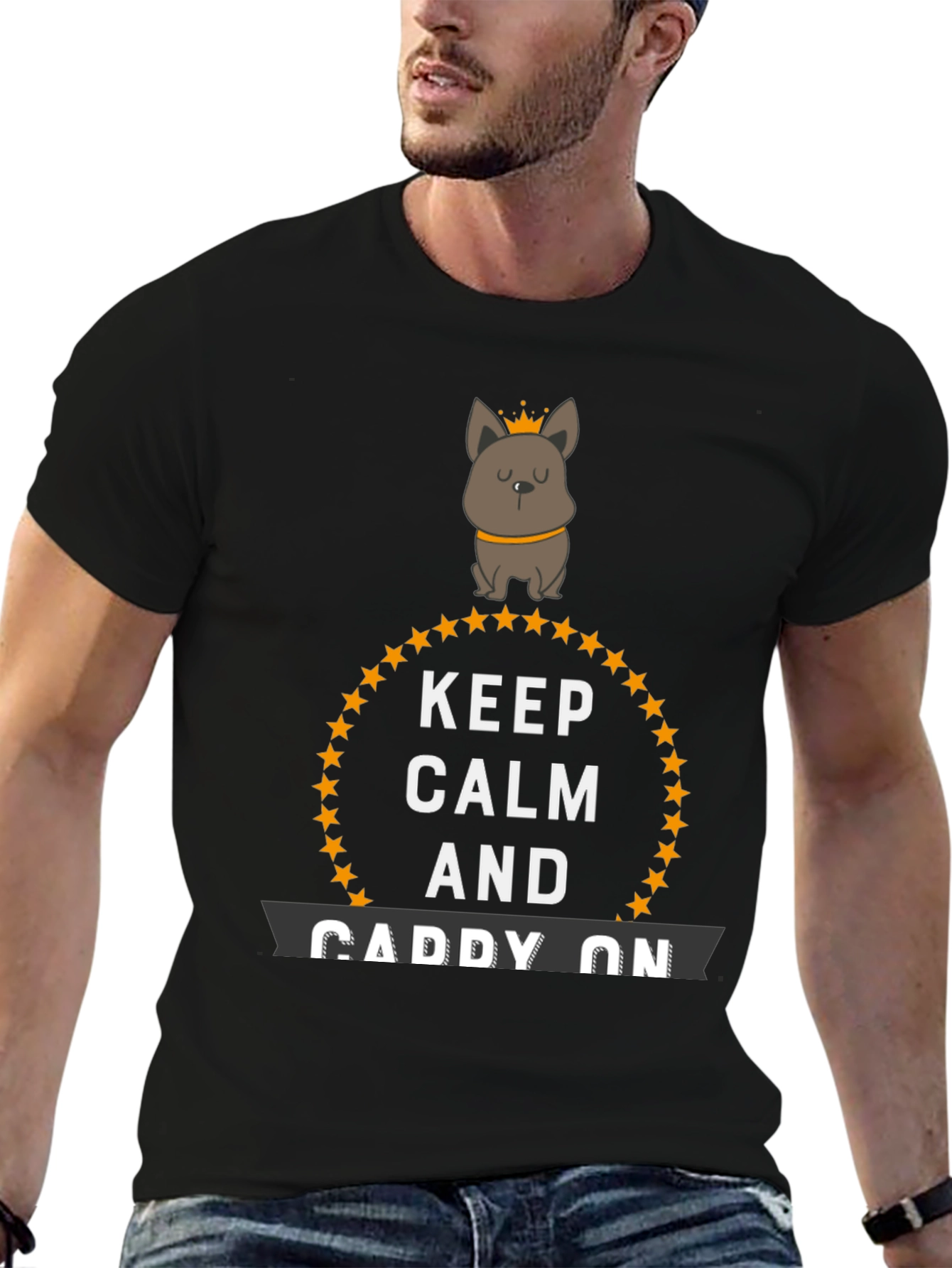 Black Keep Calm and Caddy On Novelty T-Shirt view 6