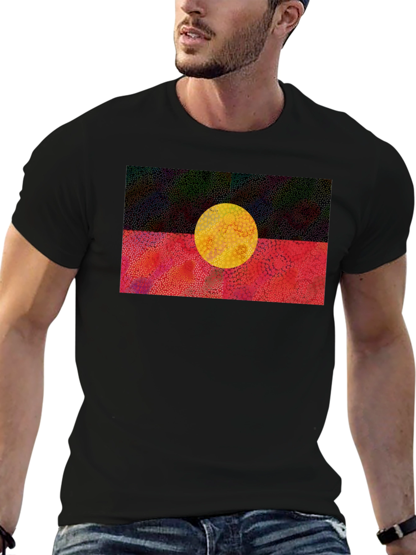 Black Aboriginal Flag Graphic T-Shirt view 6