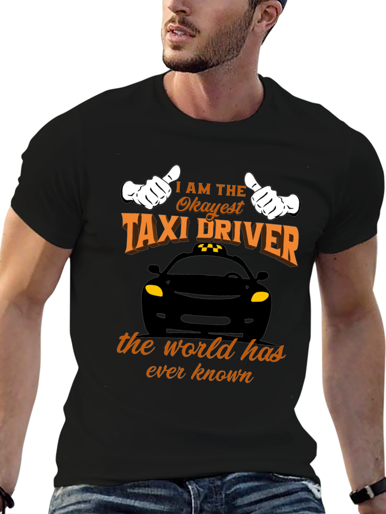 Black Okayest Taxi Driver T-Shirt - Funny Car Humor Tee view 6