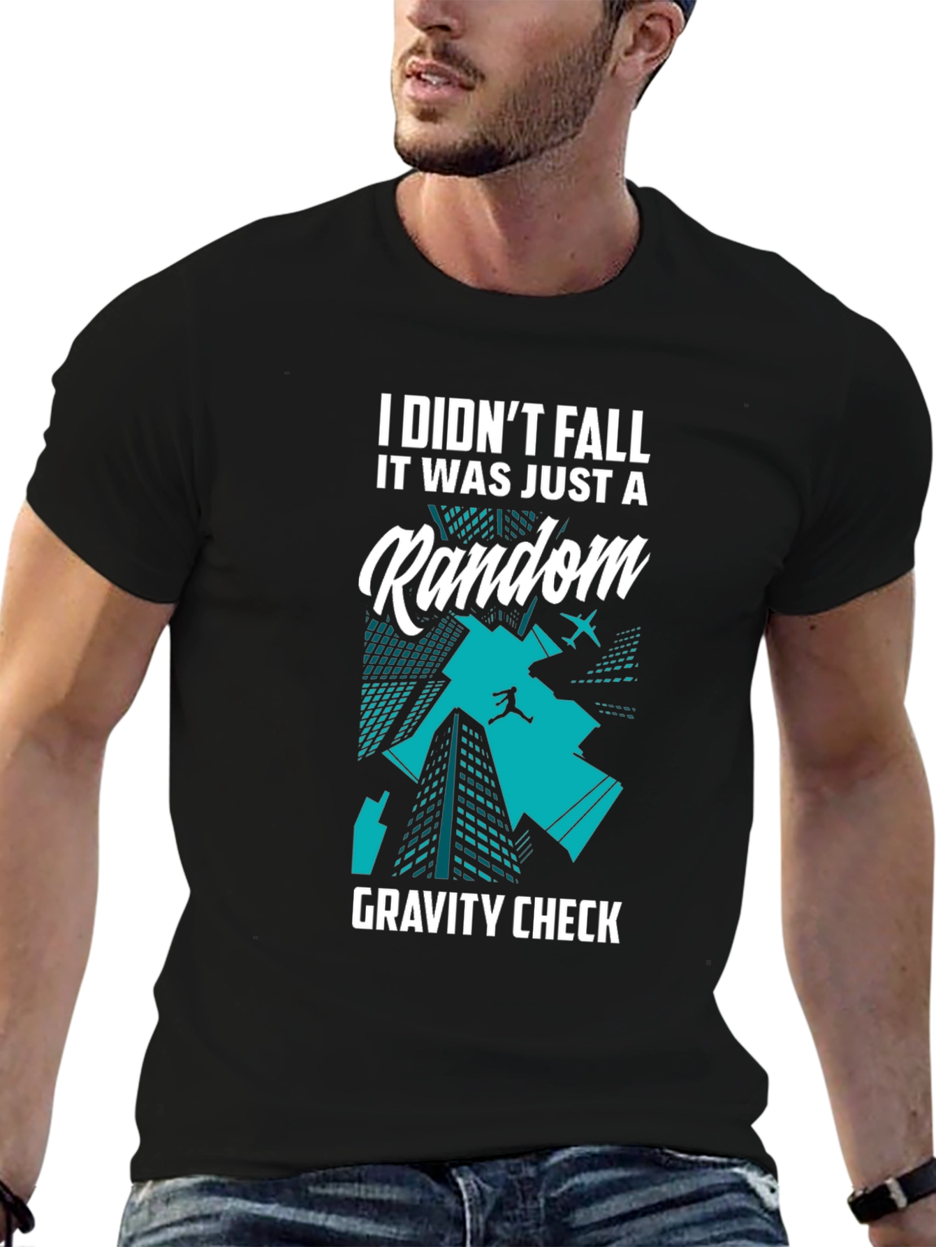 Black Random Gravity Check Black T-Shirt view 6