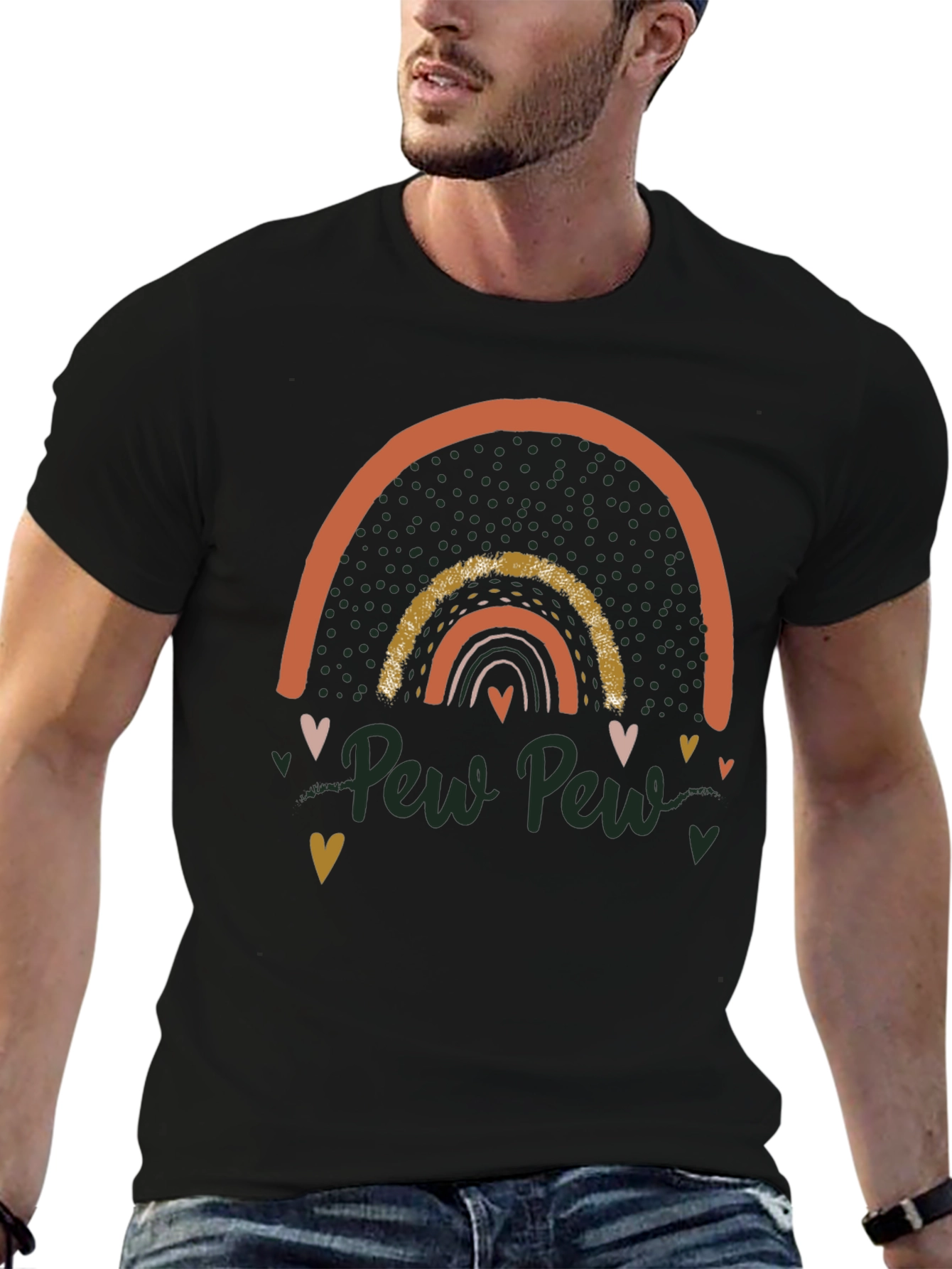 Black Pew Pew Rainbow Graphic Tee view 6