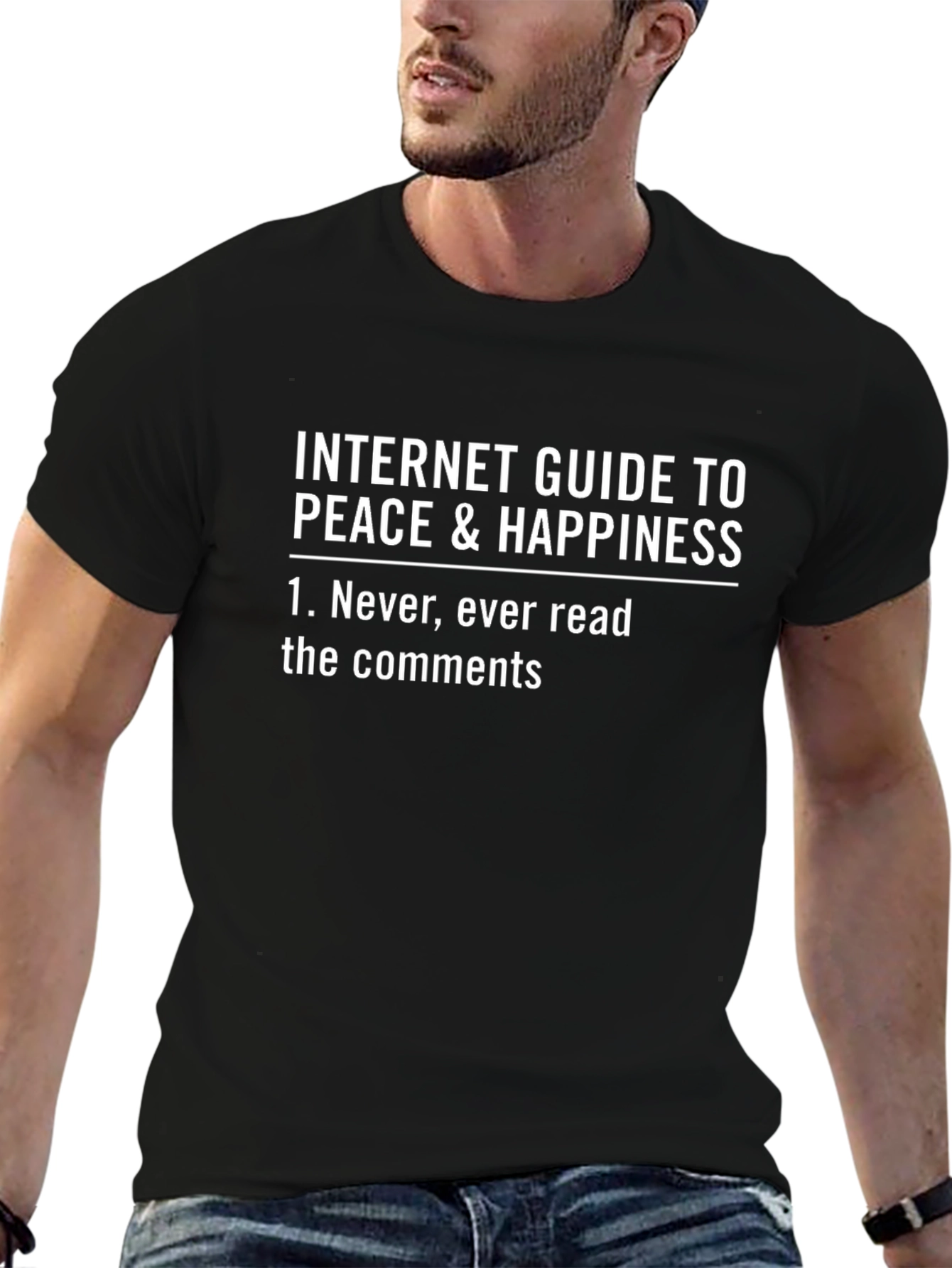 Black Internet Peace & Happiness Guide T-Shirt view 6
