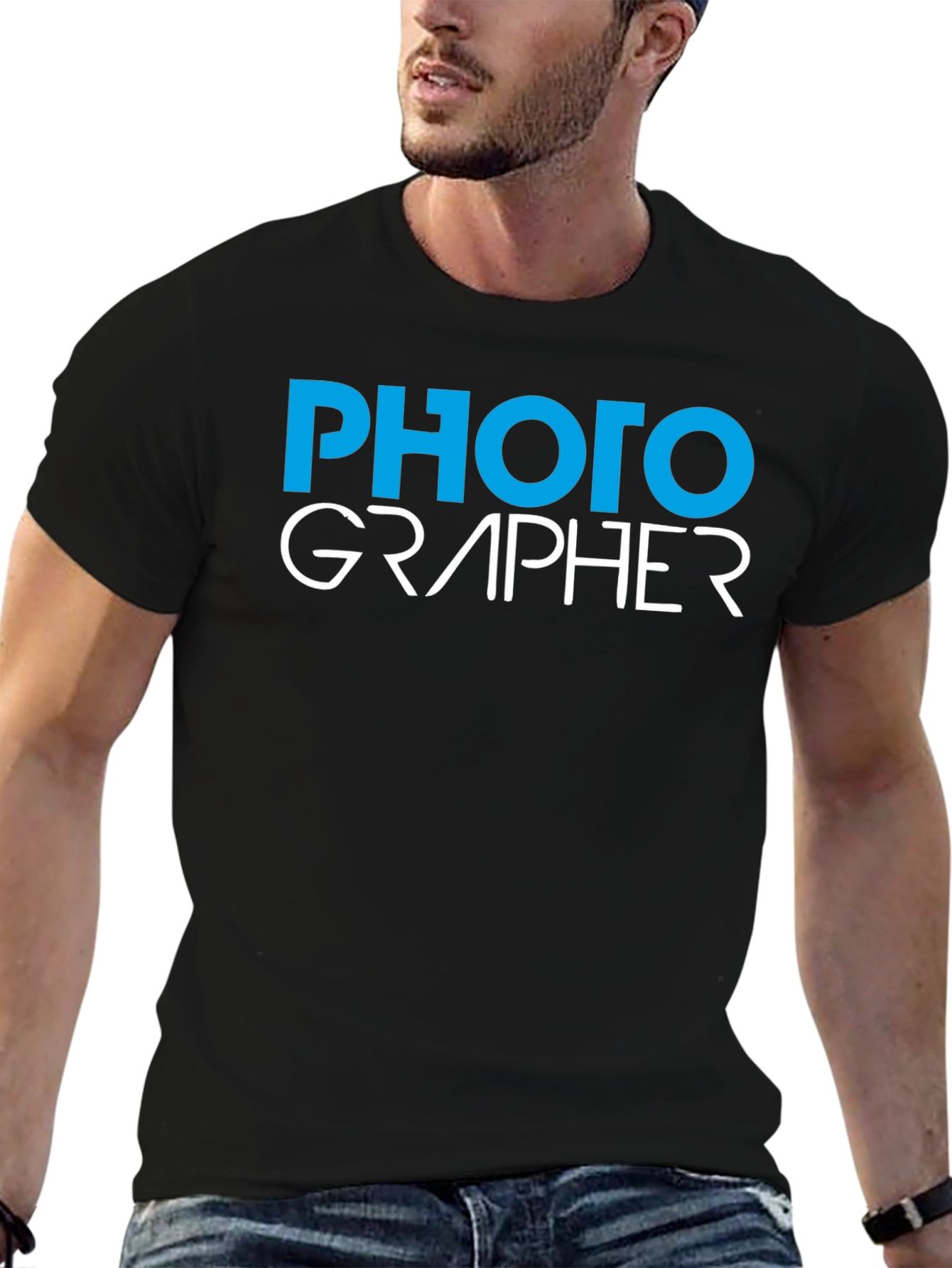 Black Photographer Graphic Tee - Unisex Cotton T-Shirt view 6