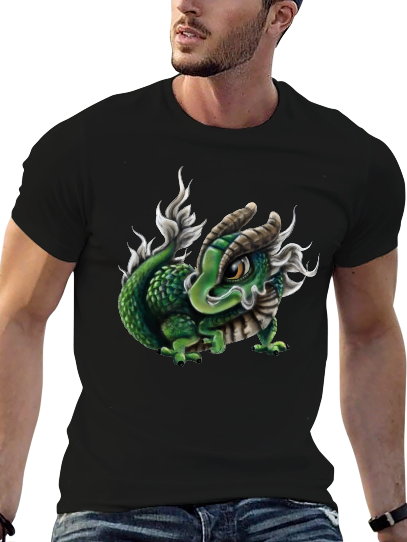 Black Dragon Graphic Tee - Black Cotton Blend view 6
