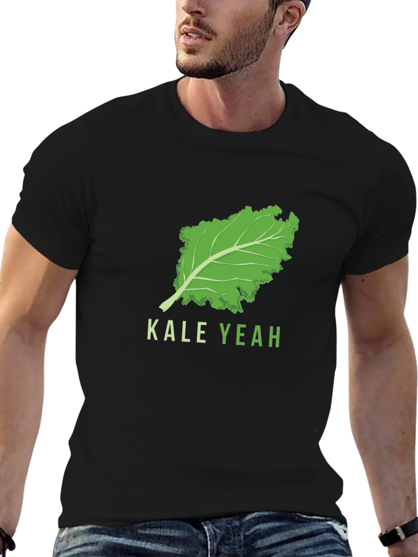 Black Kale Yeah T-Shirt - Black Cotton Tee view 6