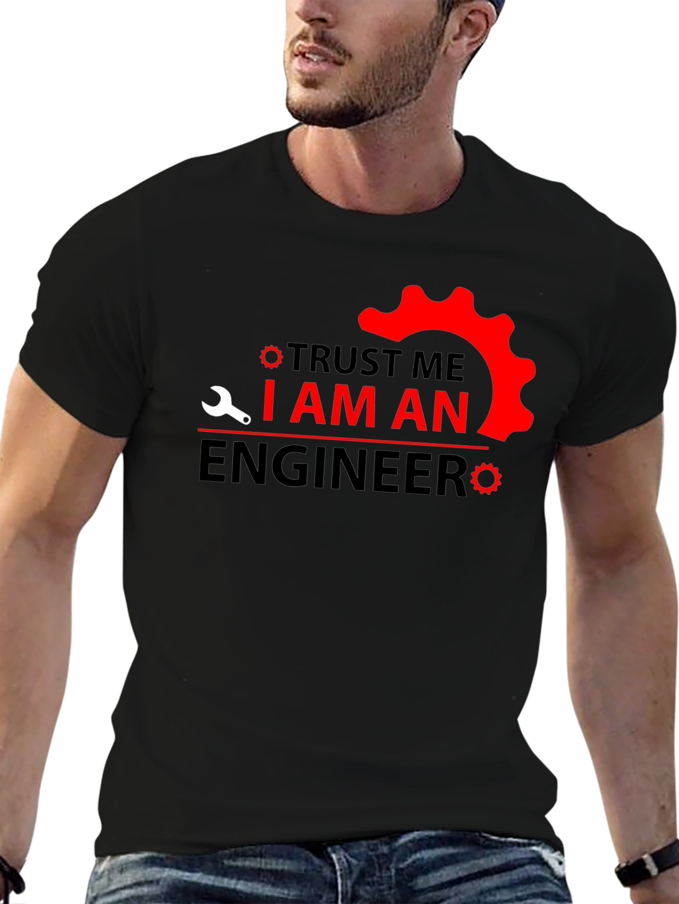 Black Trust Me I am An Engineer T-Shirt - Black view 6