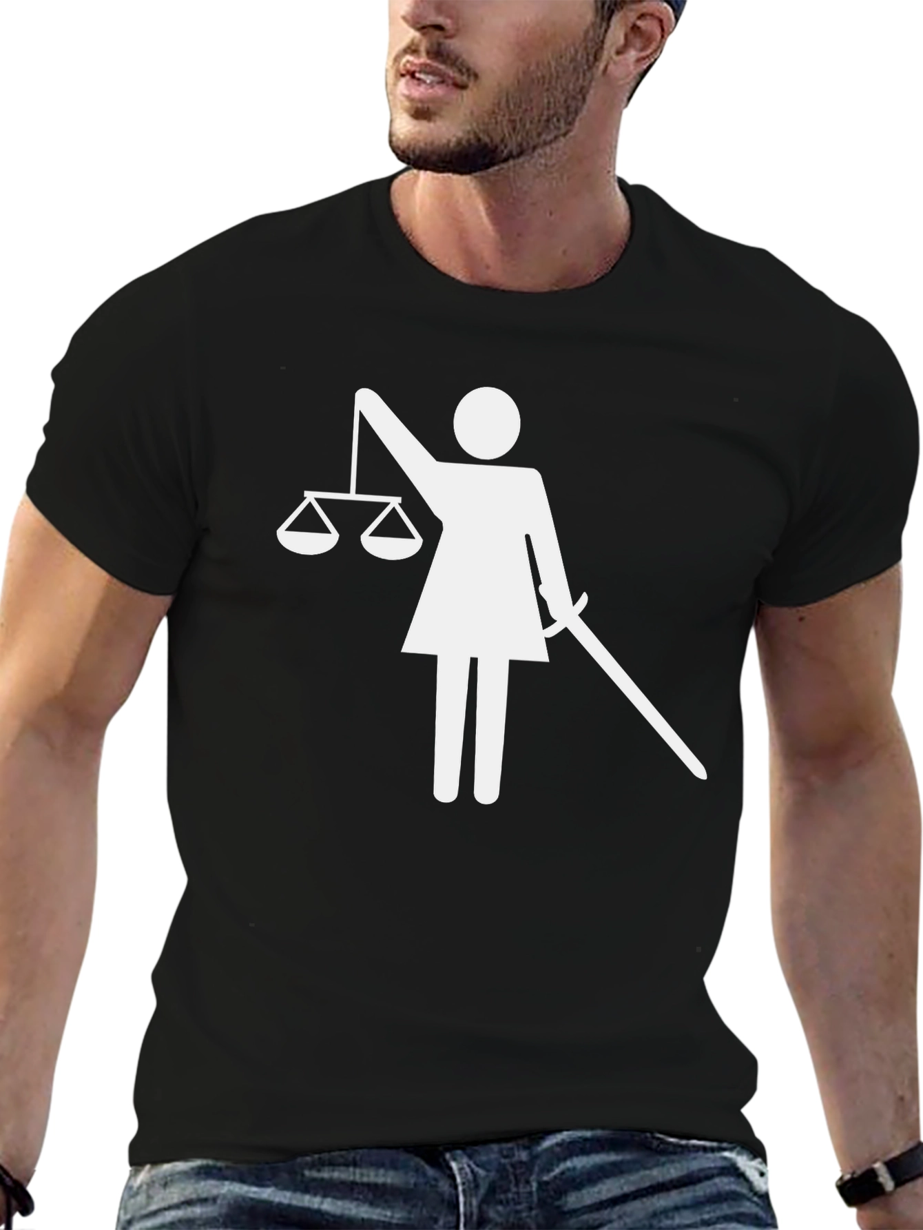 Black Scales of Justice T-Shirt - Unisex Black Tee view 6