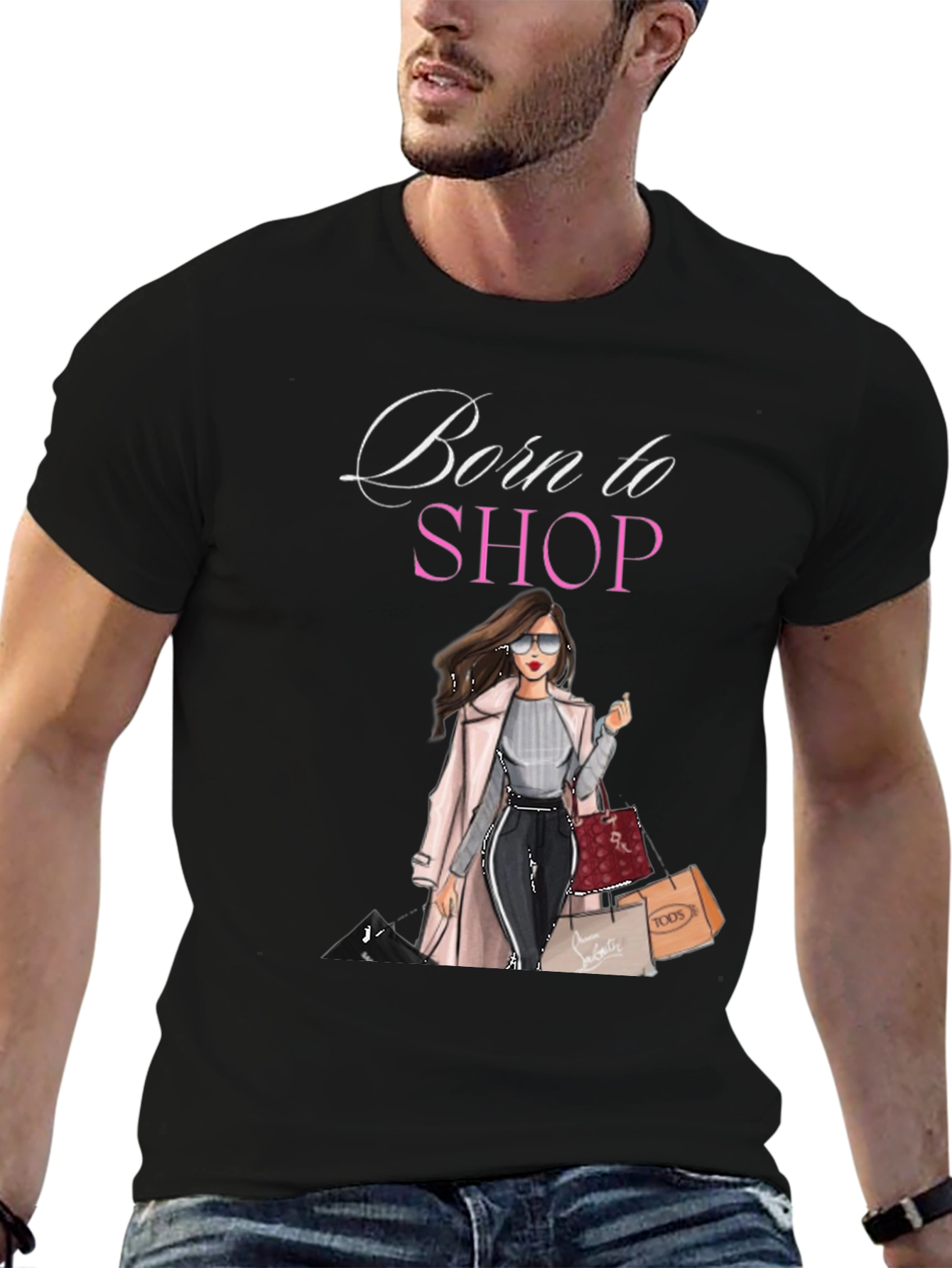 Black Born to Shop Graphic Tee view 6