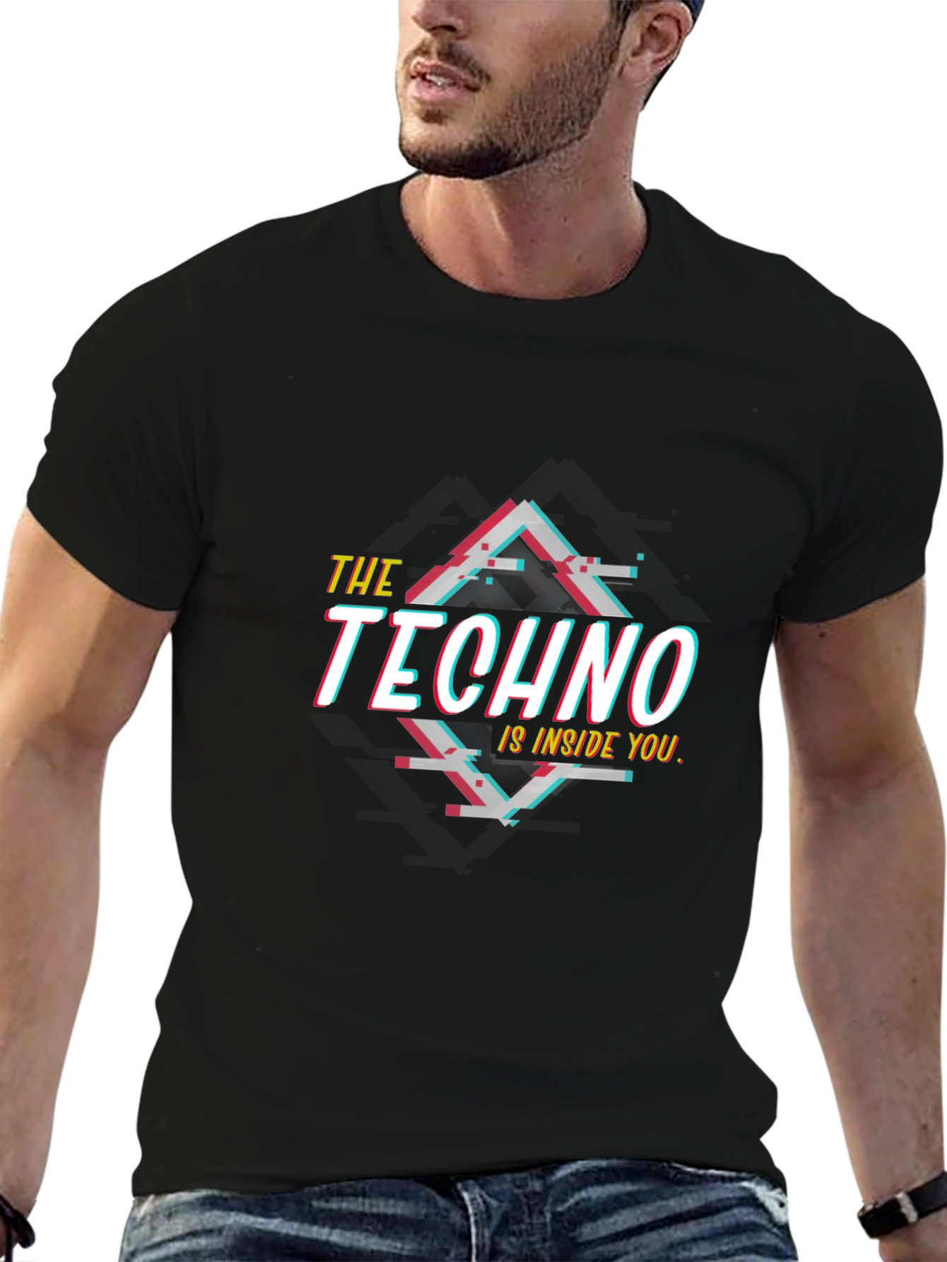 Black The Techno is Inside You Graphic Tee - Black Cotton Shirt view 6