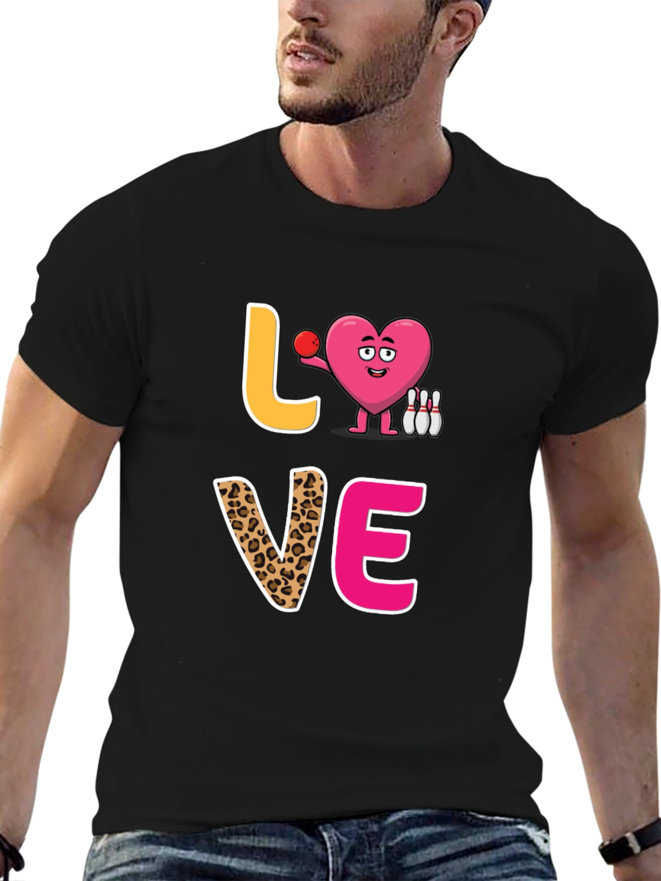 Black Love Bowling Graphic T-Shirt view 6