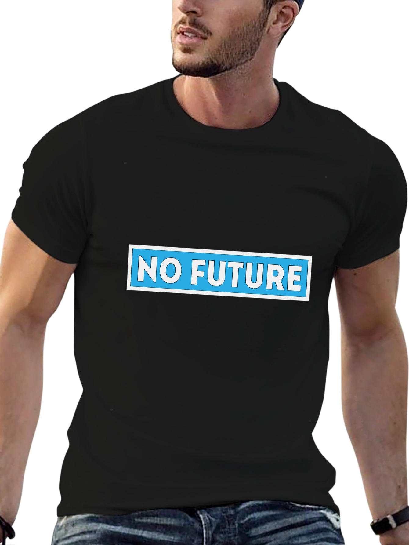 Black No Future Graphic Tee - Black Cotton Blend view 6