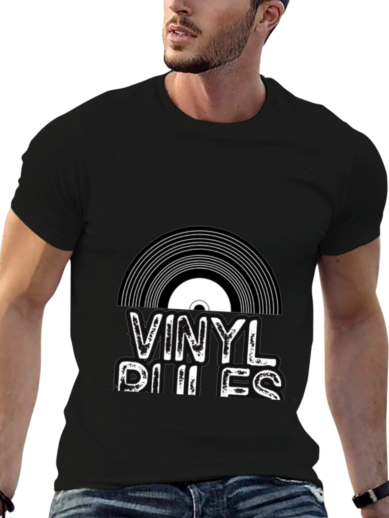 Black Vinyl Rules Black Graphic Tee view 6