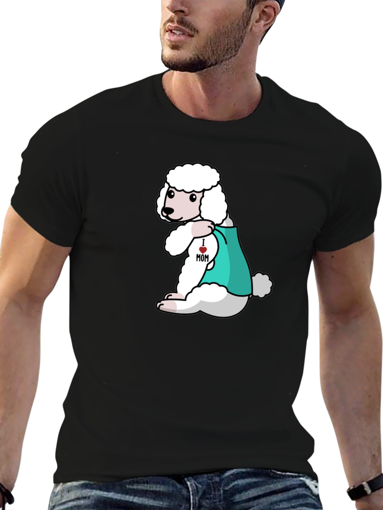 Black Poodle Mom Tattoo Graphic Tee view 6