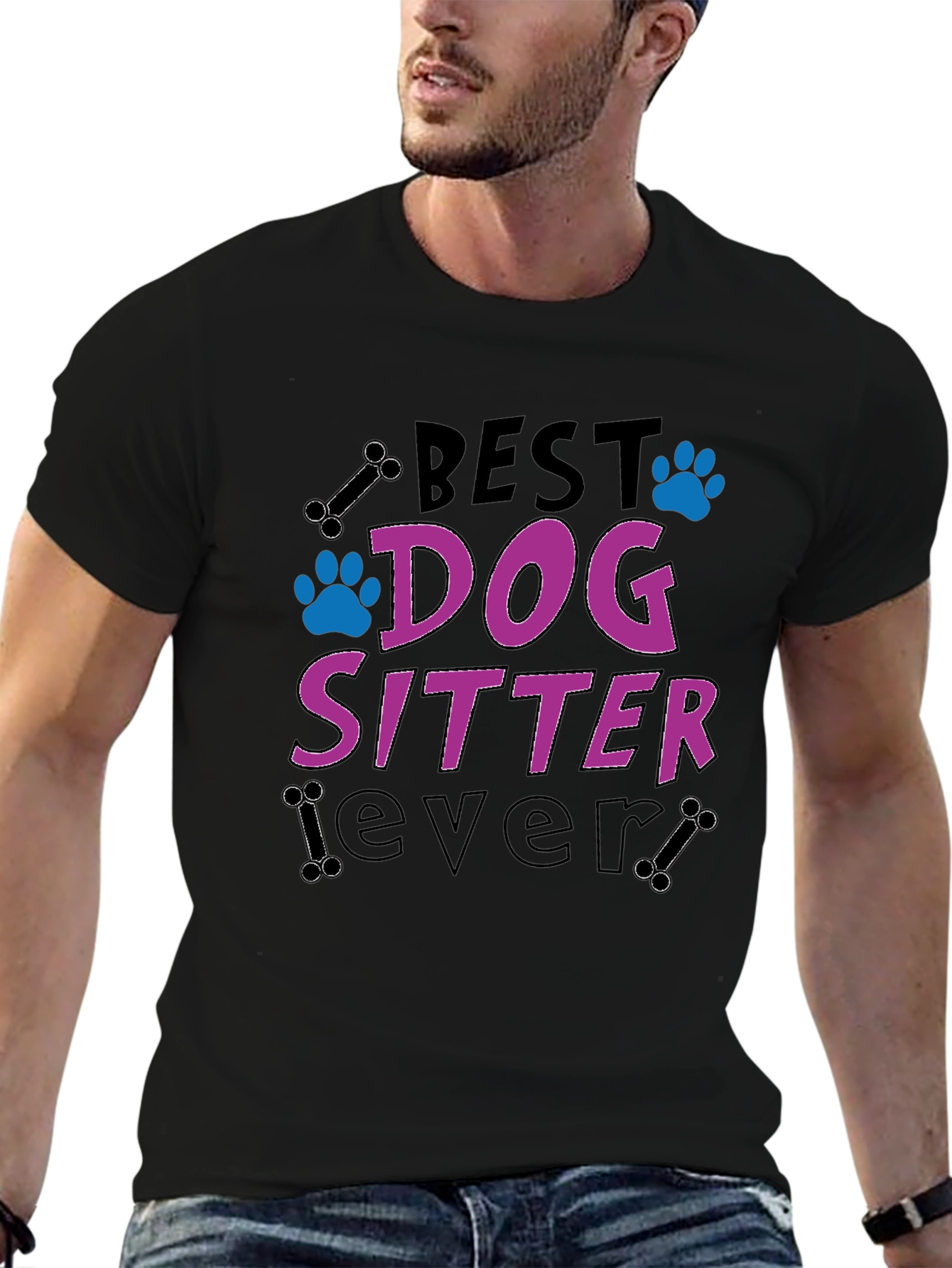 Black Best Dog Sitter Ever T-Shirt view 6