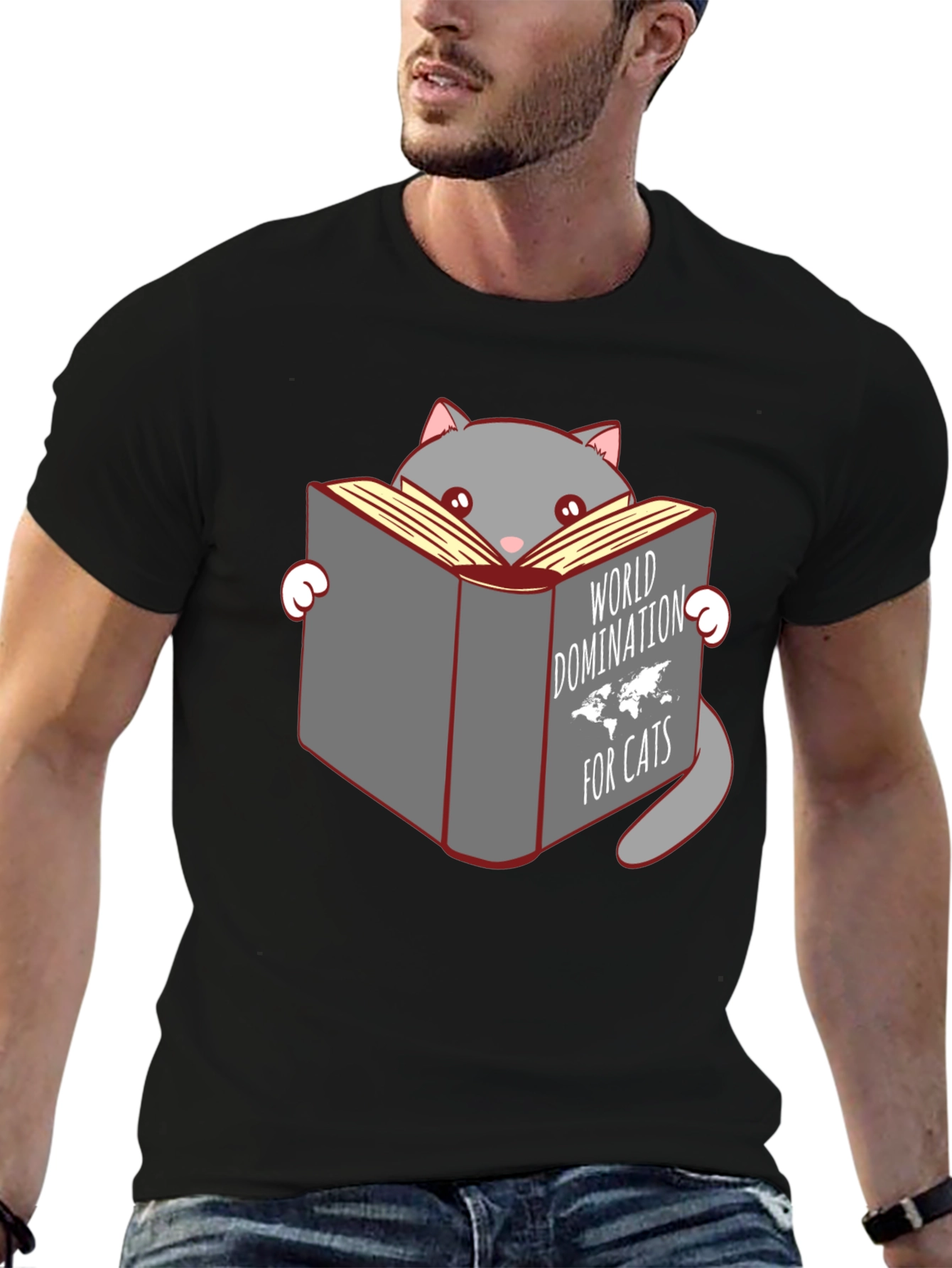 Black Cat World Domination T-Shirt: Hilarious Cat Lover Tee view 6
