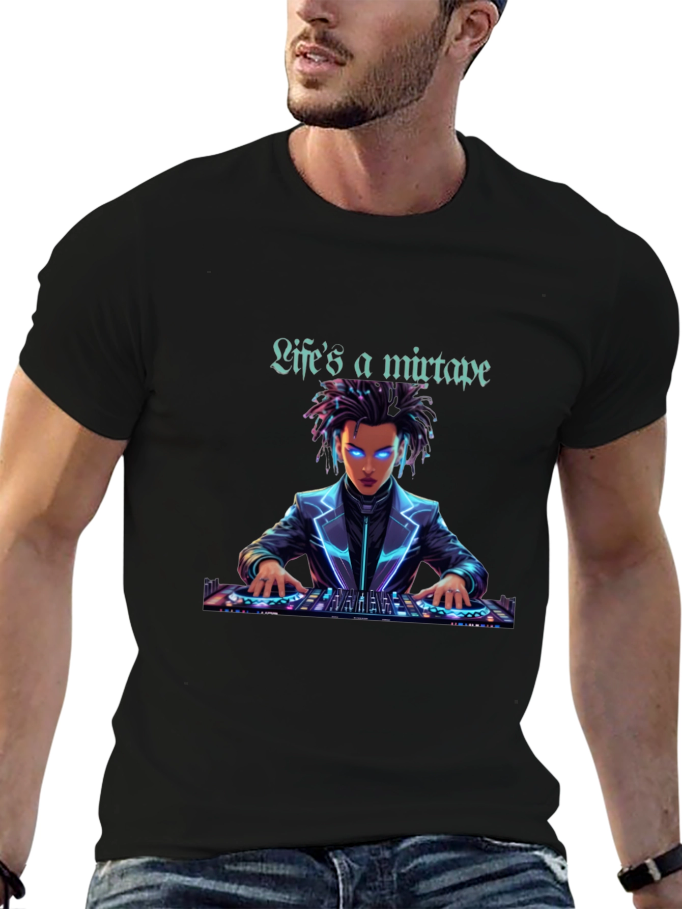 Black Life's a Mixtape DJ Graphic T-Shirt view 6