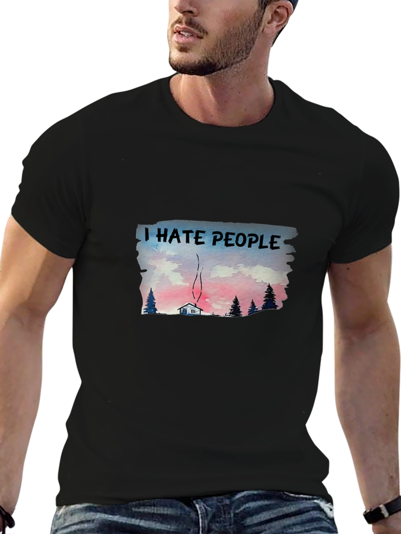 Black I Hate People T-Shirt - Cabin in the Woods Graphic Tee view 6