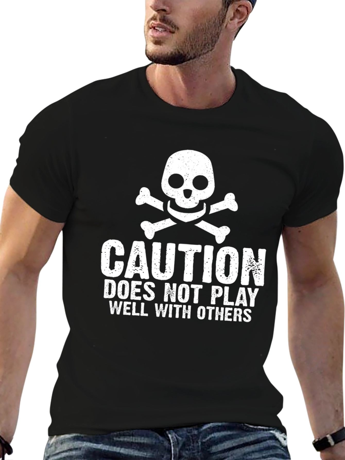Black Caution: Doesn't Play Well With Others - Black T-Shirt view 6