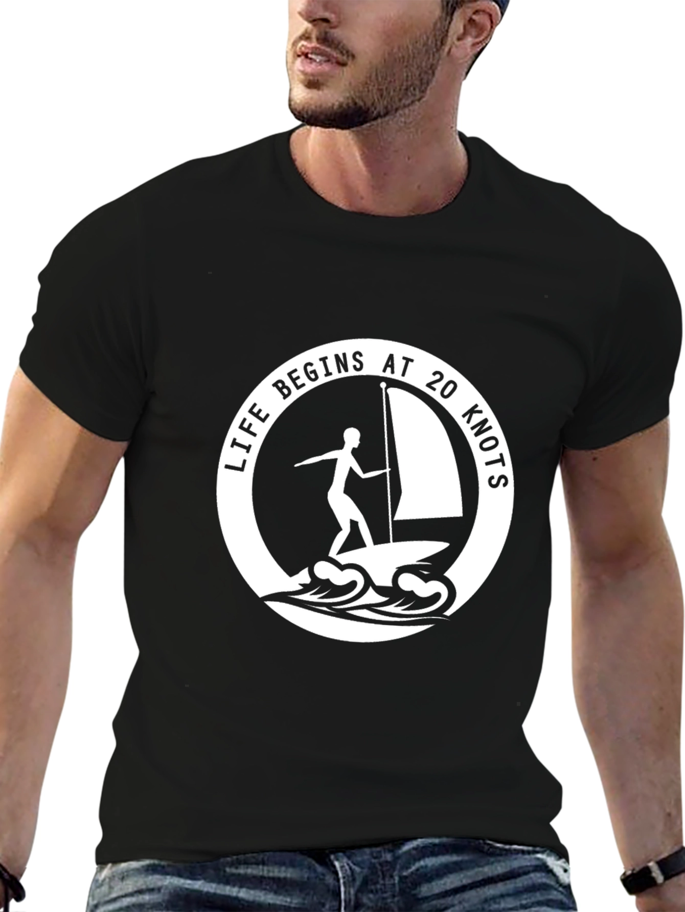 Black Life Begins at 20 Knots Black Graphic Tee view 6