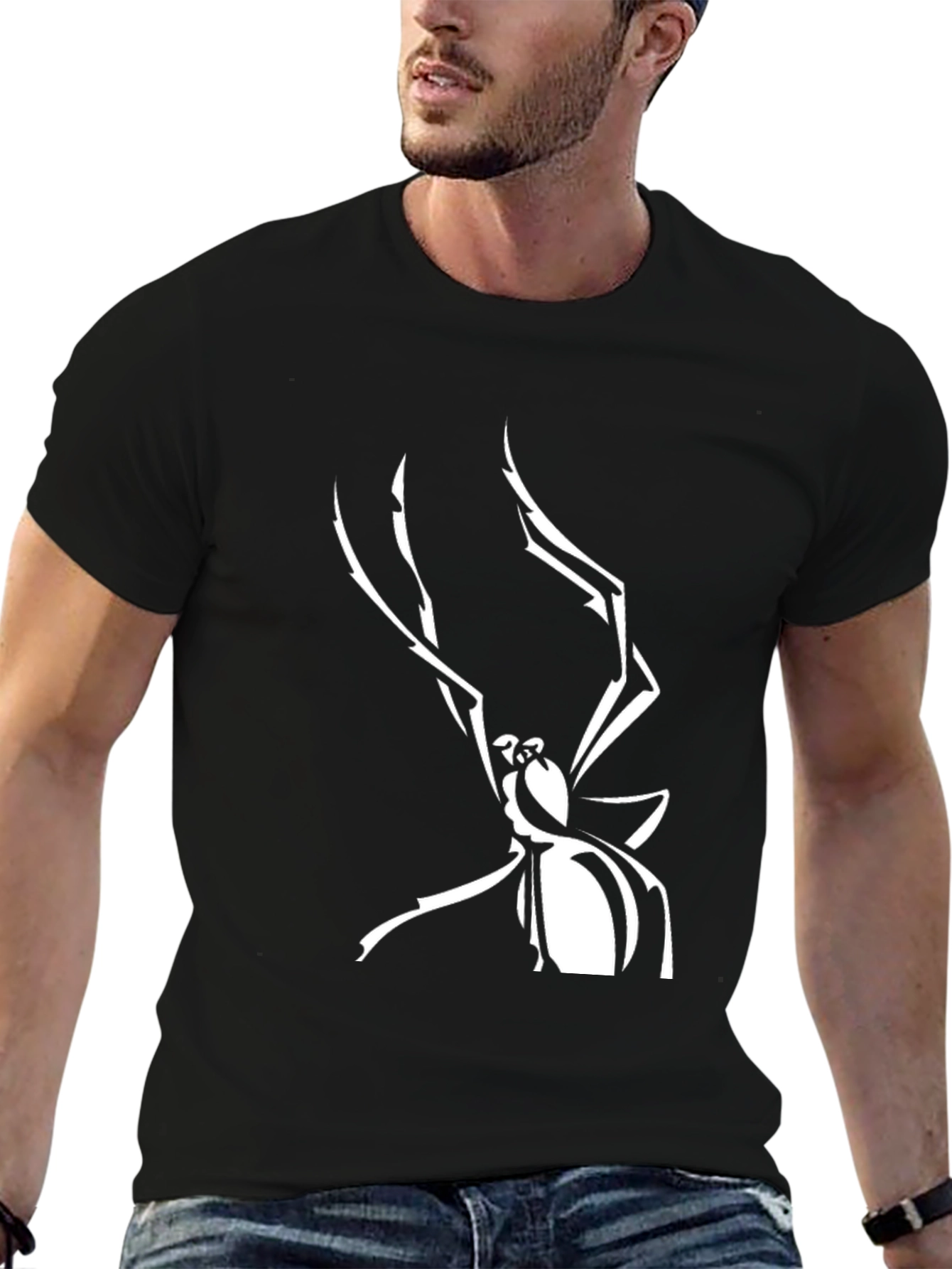Black Spider Graphic Black T-Shirt for Men view 6