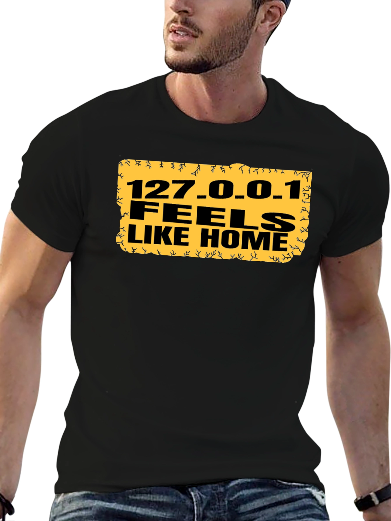 Black 127.0.0.1 Feels Like Home Black T-Shirt view 6