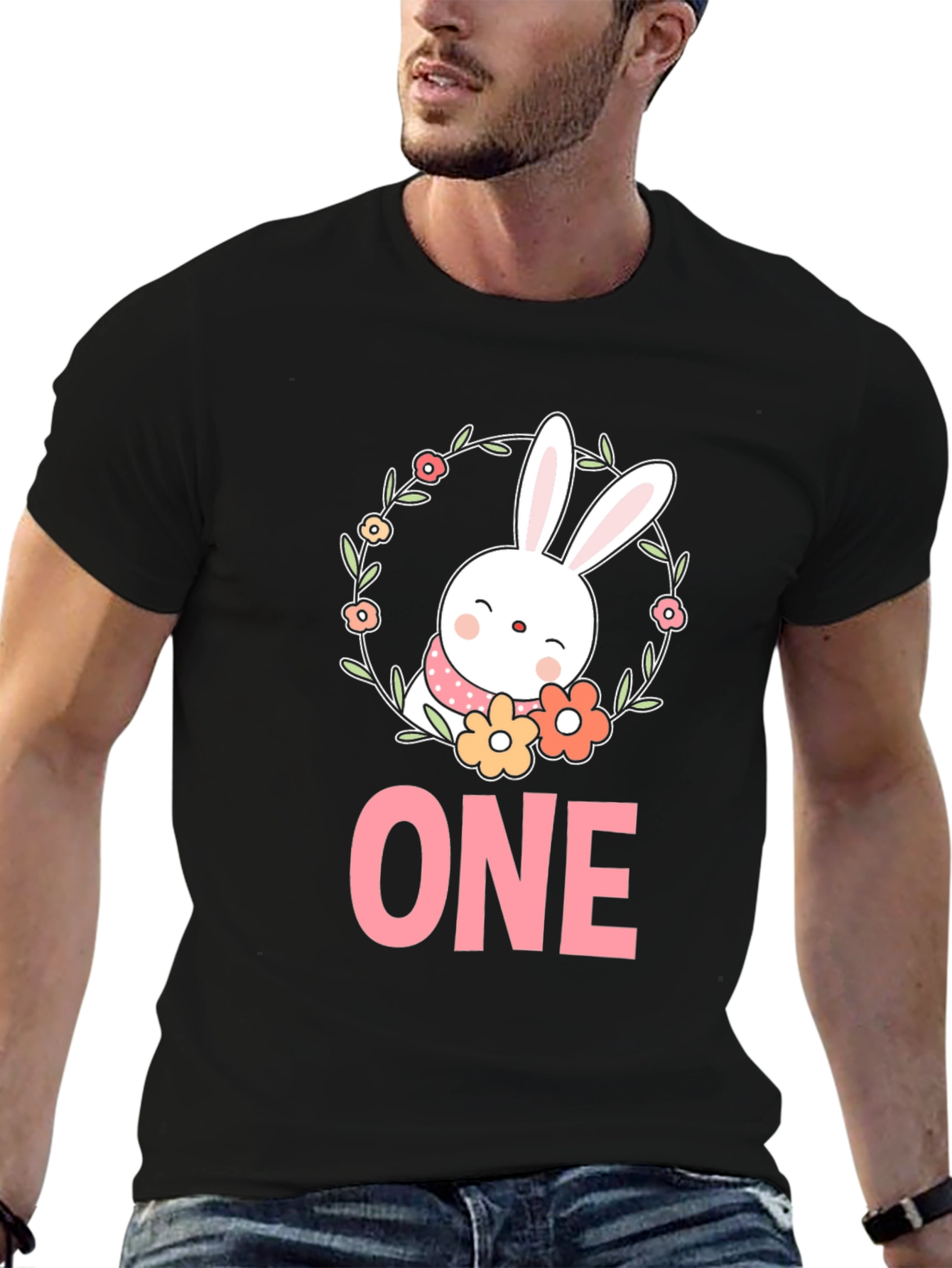 Black Bunny ONE - Baby's First Birthday T-Shirt view 6