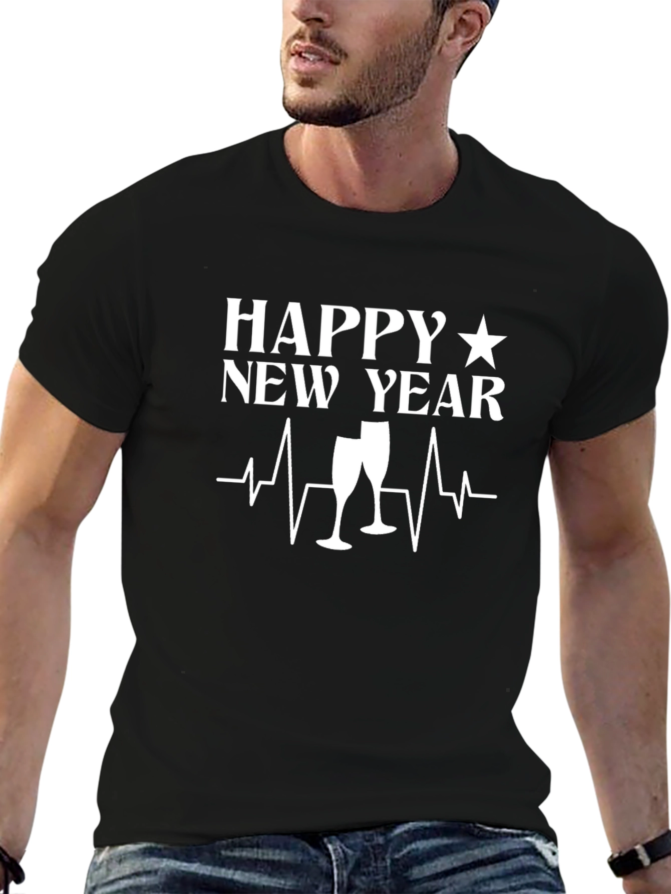 Black Happy New Year T-Shirt - Celebrate in Style view 6