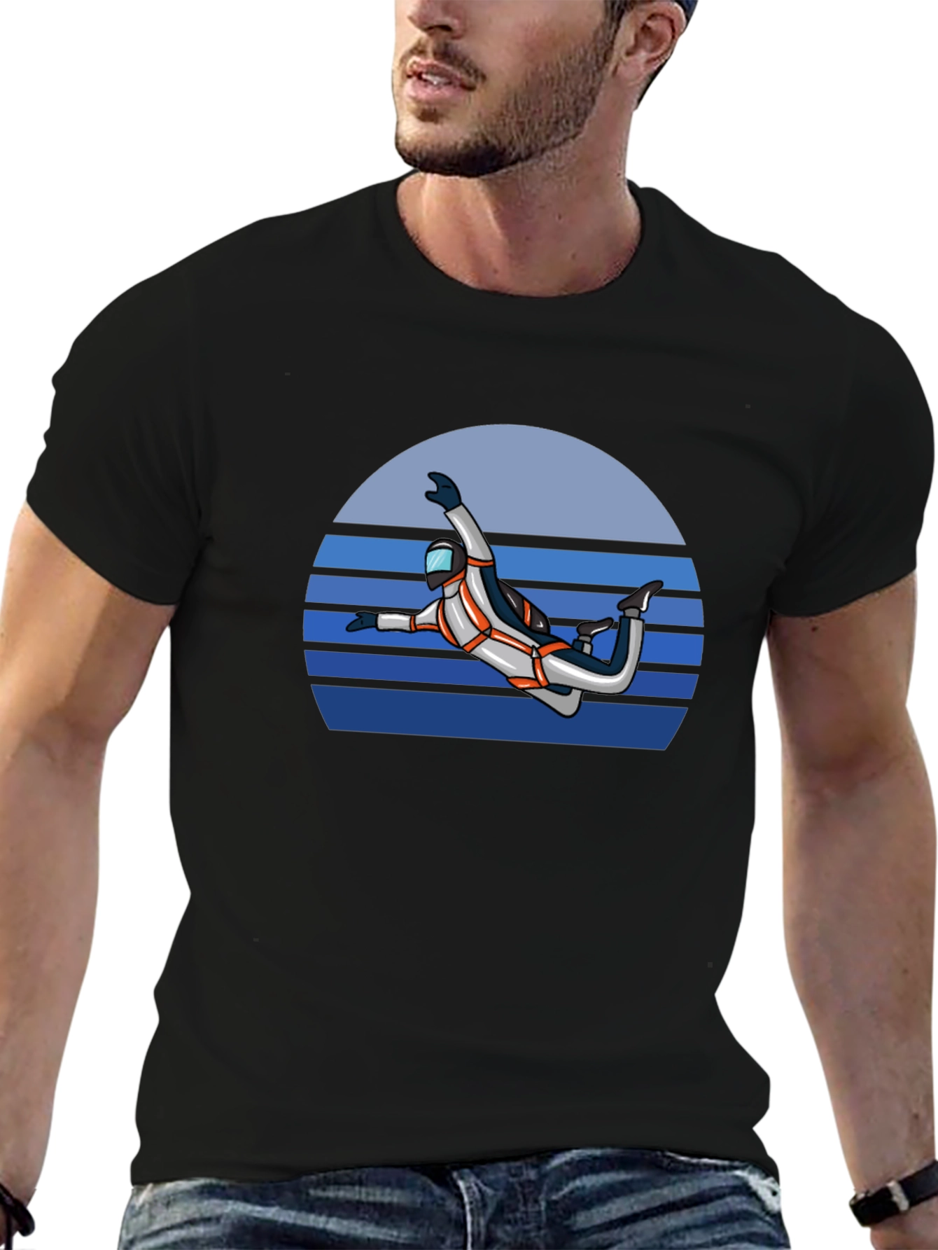 Black Skydiving Graphic Tee - Black T-Shirt view 6