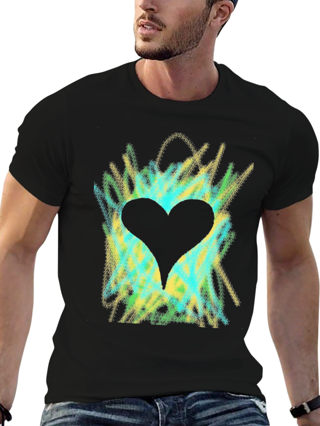 Black Heart Burst Graphic T-Shirt view 6
