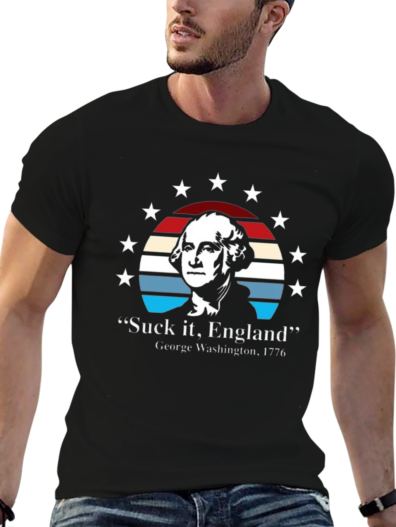 Black Suck It, England T-Shirt - George Washington 1776 view 6