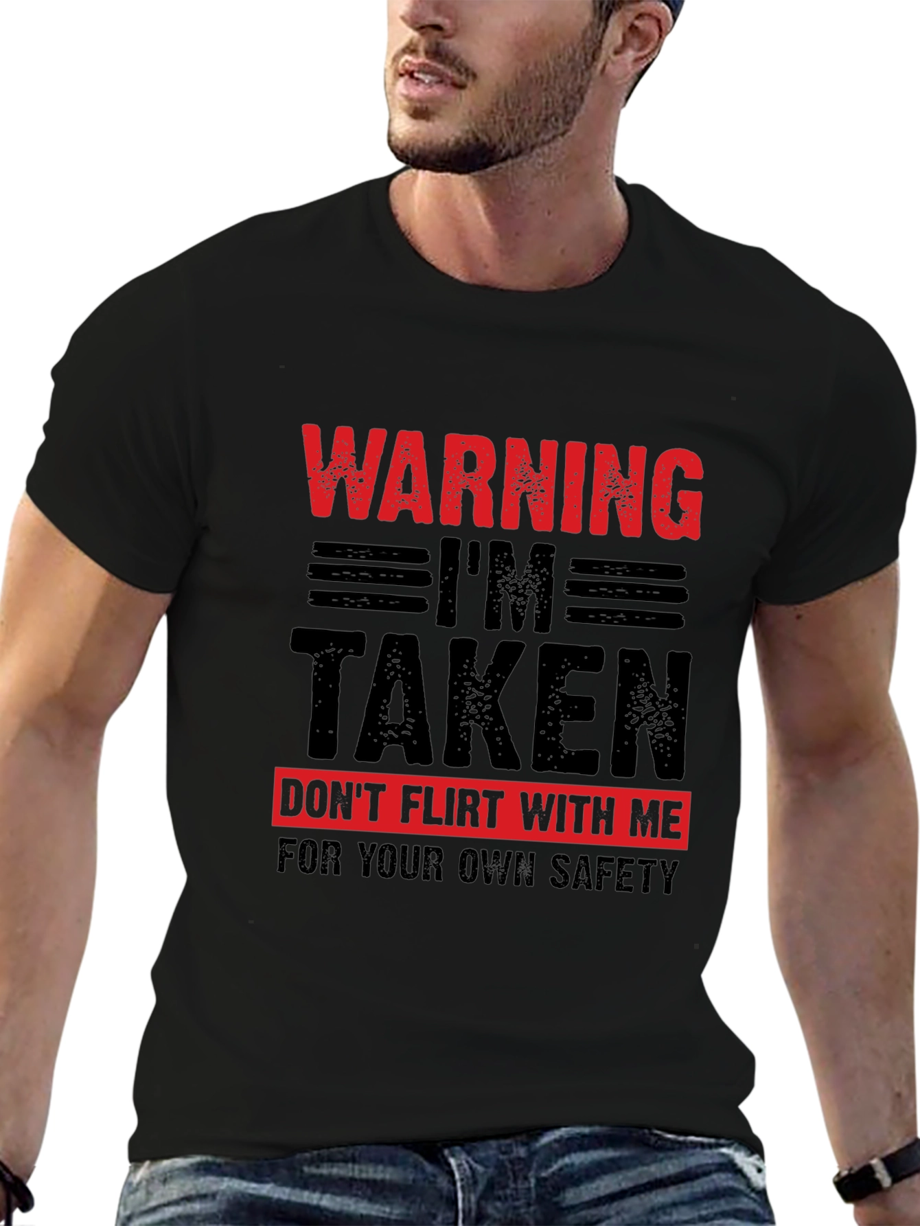 Black Warning I'm Taken T-Shirt - Novelty Graphic Tee view 6