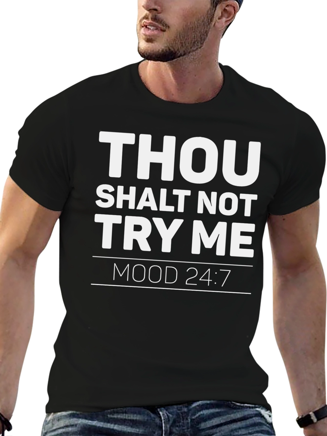 Black Thou Shalt Not Try Me T-Shirt - Black Graphic Tee view 6