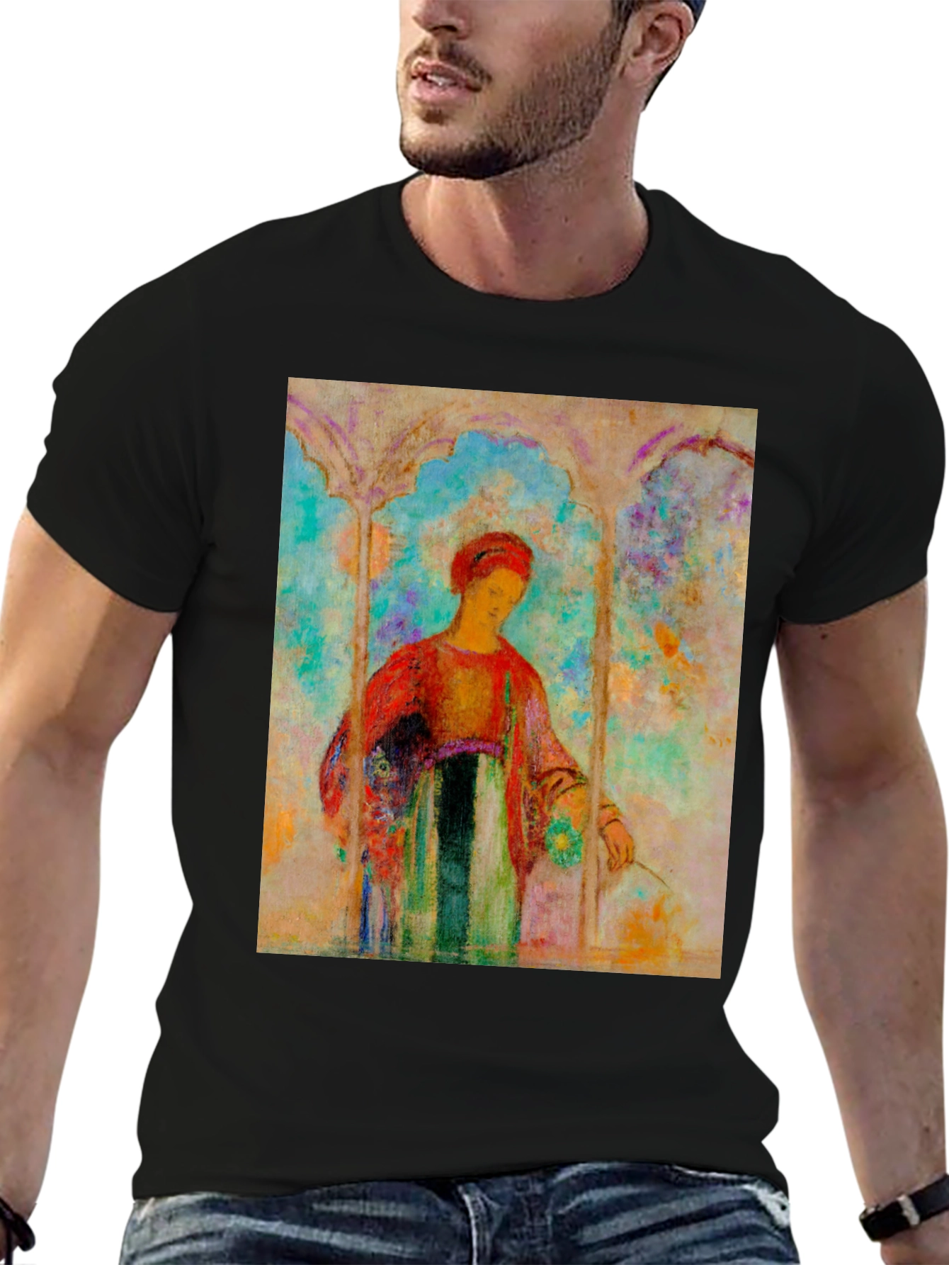 Black Artistic Woman Portrait T-Shirt - Unique Design view 6