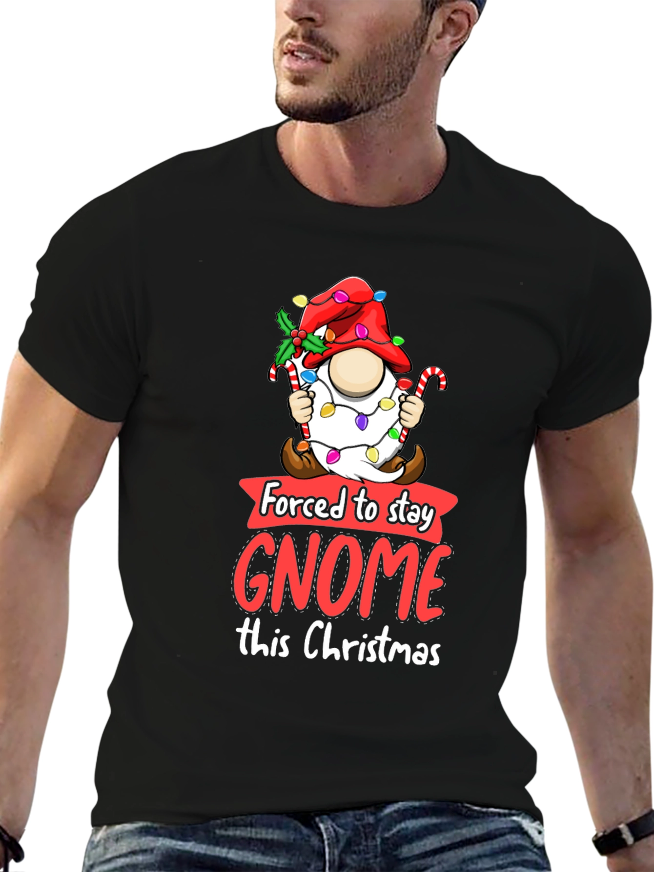 Forced to Stay Gnome This Christmas T-Shirt - 6