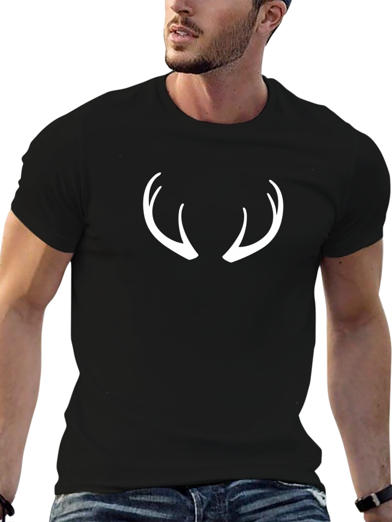 Black Antler Graphic Black T-Shirt view 6